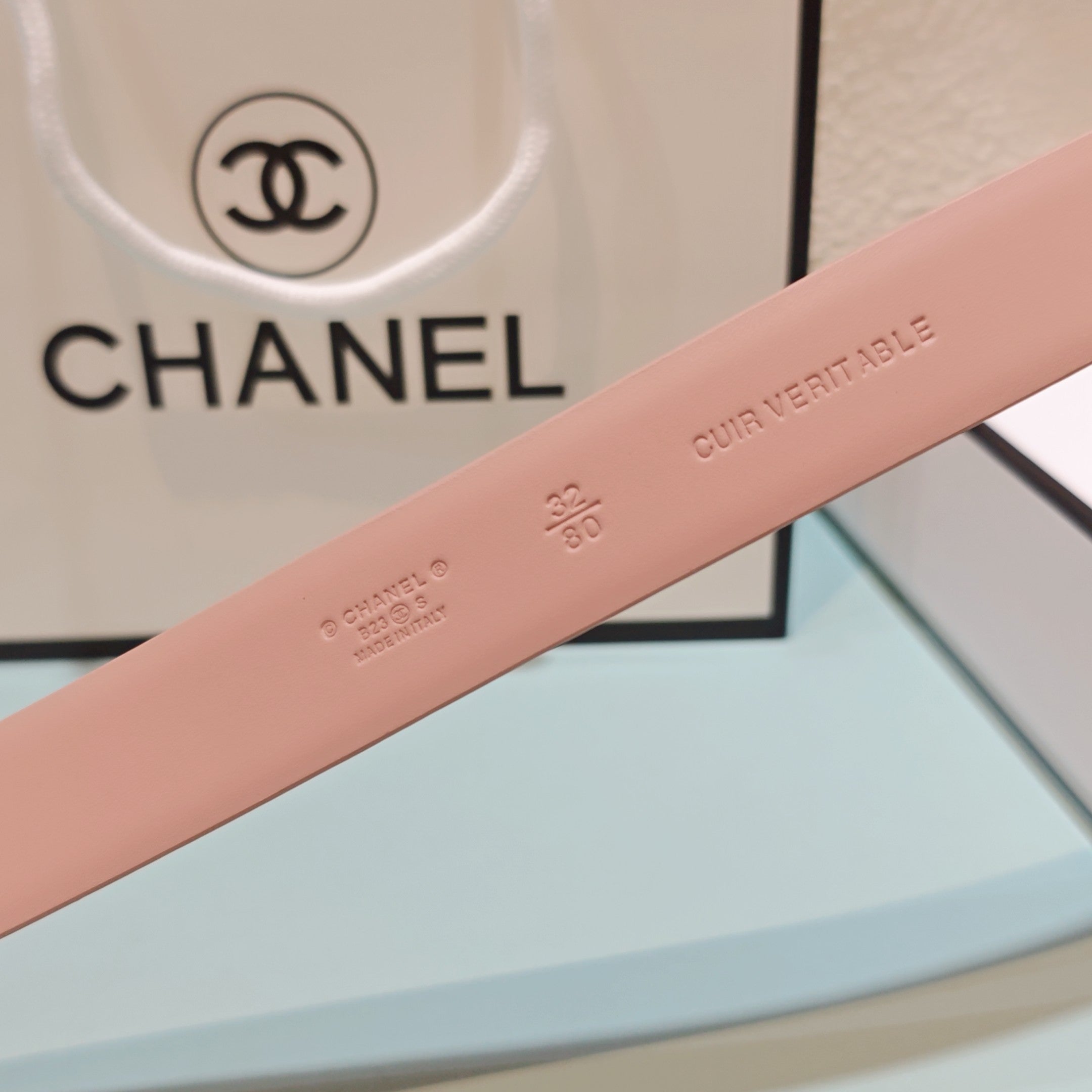 CC Belt 3.0 Scalloped Edge Buckle Light PInk Cowhide 200007