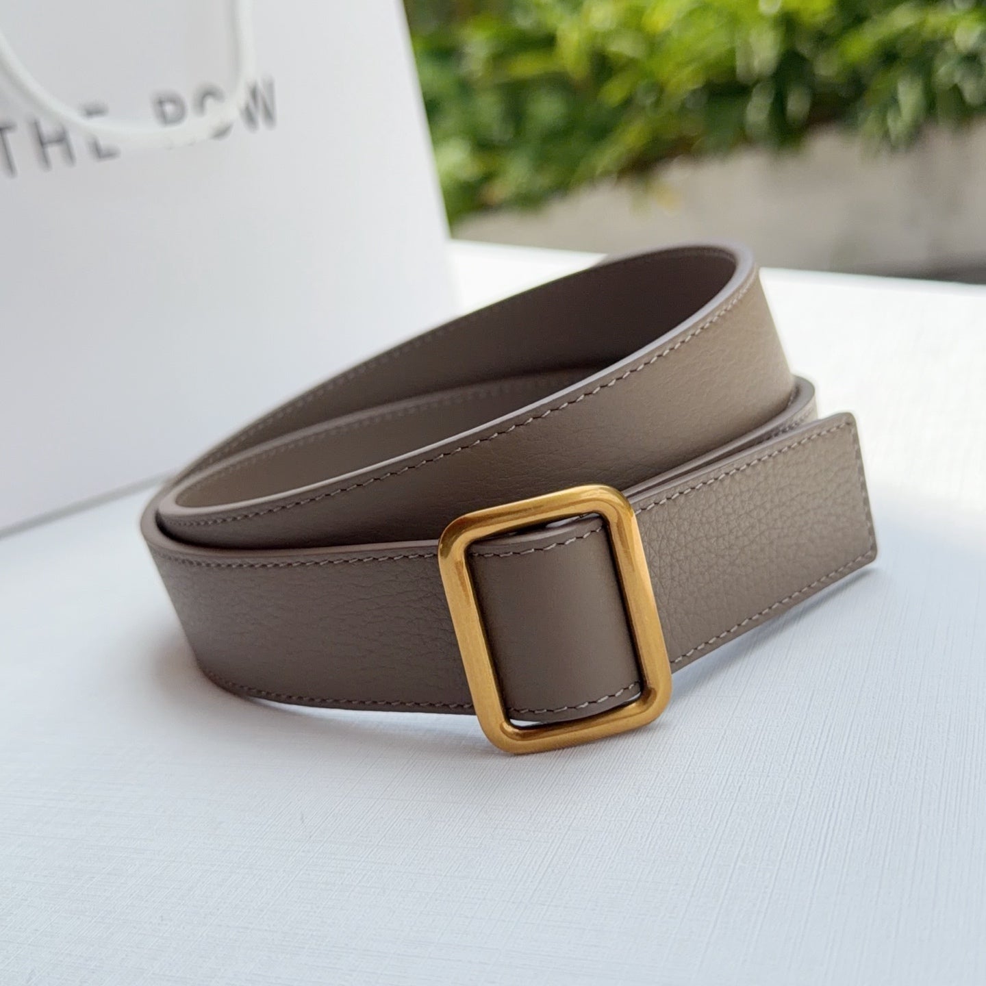 The Row Jin Belt 3cm Taupe Gold Cowhide 211139