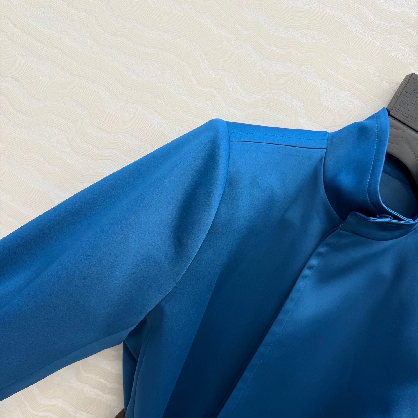 YSL Belted Coat Stonewash Blue Silk Satin 341266