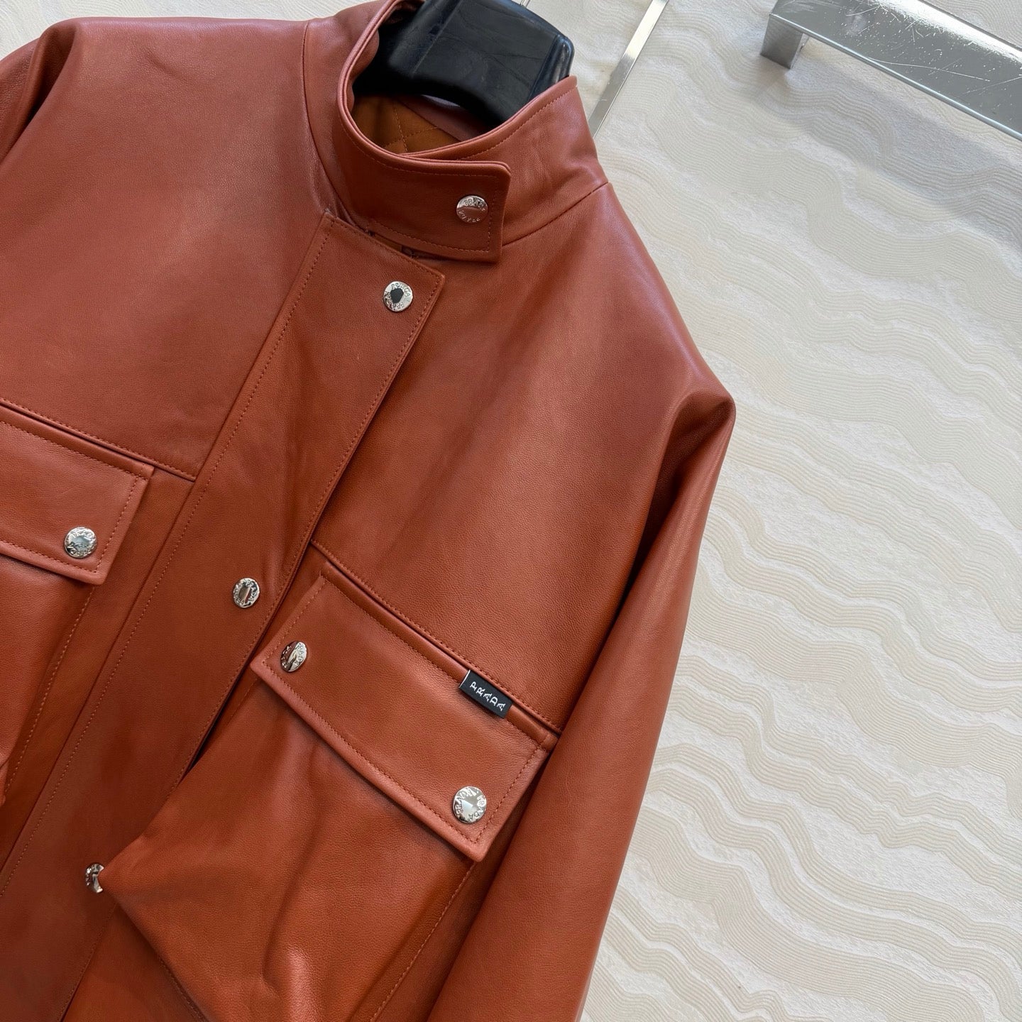 Prada 26S  Biker Jacket Long Camel Leather Lambskin 341248