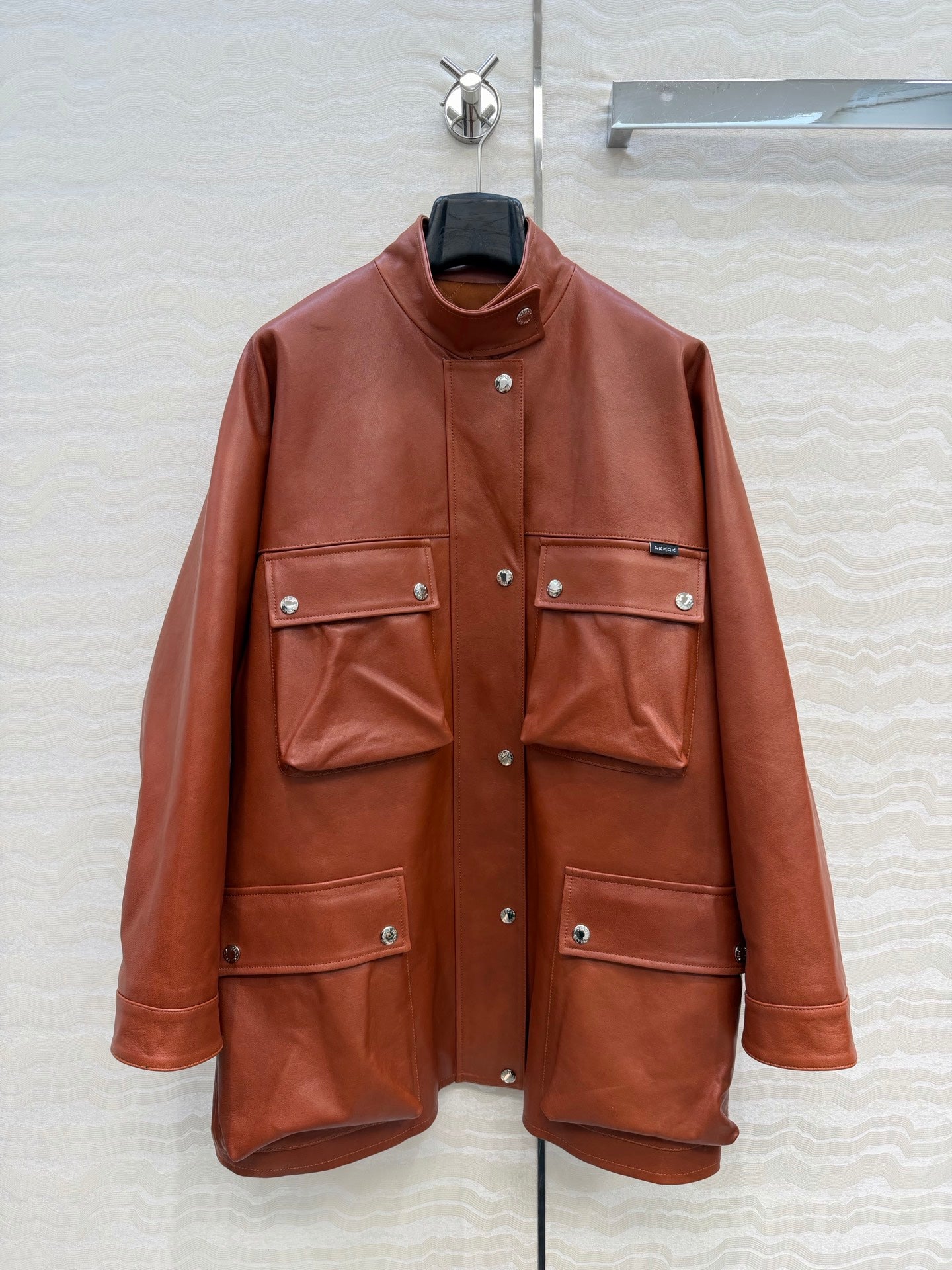 Prada 26S  Biker Jacket Long Camel Leather Lambskin 341248