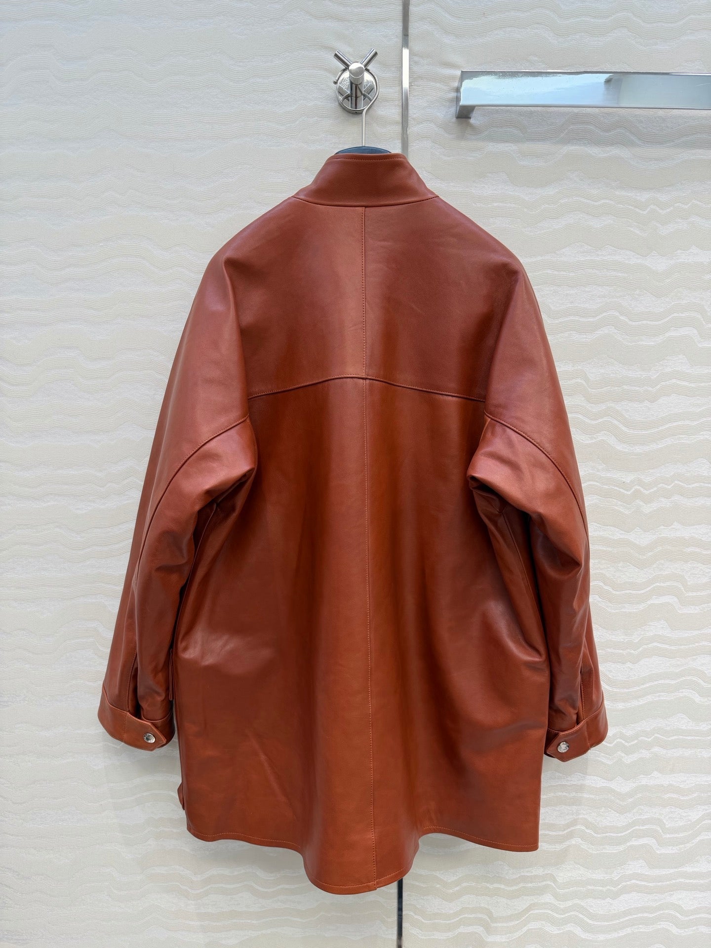 Prada 26S  Biker Jacket Long Camel Leather Lambskin 341248
