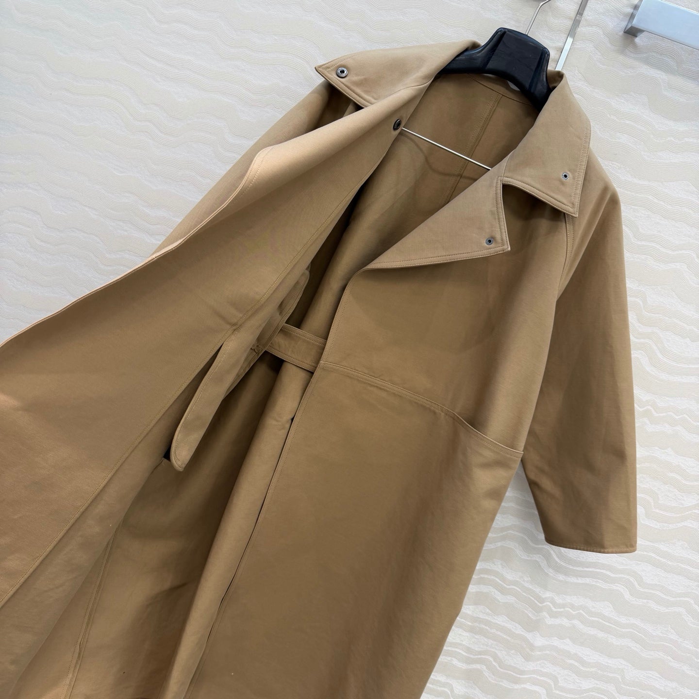 The Row SS26 Aurore Oversized Trench Coat Tan Linen 351098