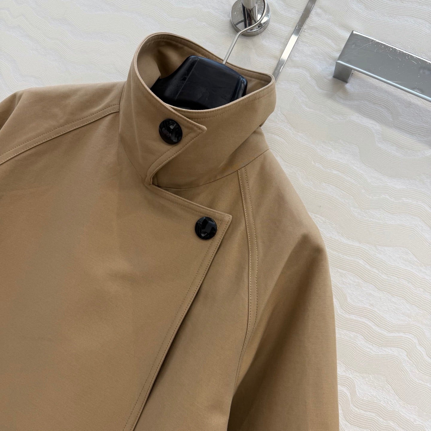 The Row SS26 Aurore Oversized Trench Coat Tan Linen 351098