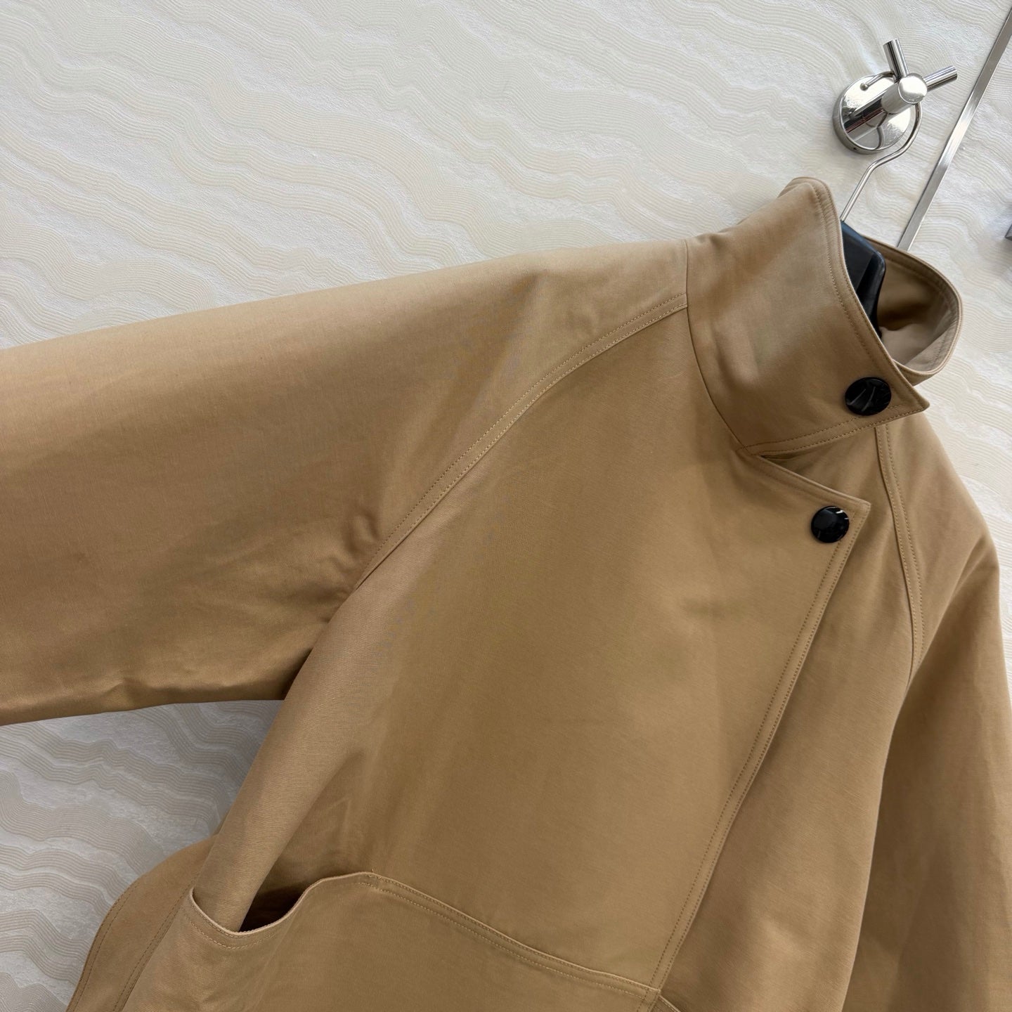 The Row SS26 Aurore Oversized Trench Coat Tan Linen 351098
