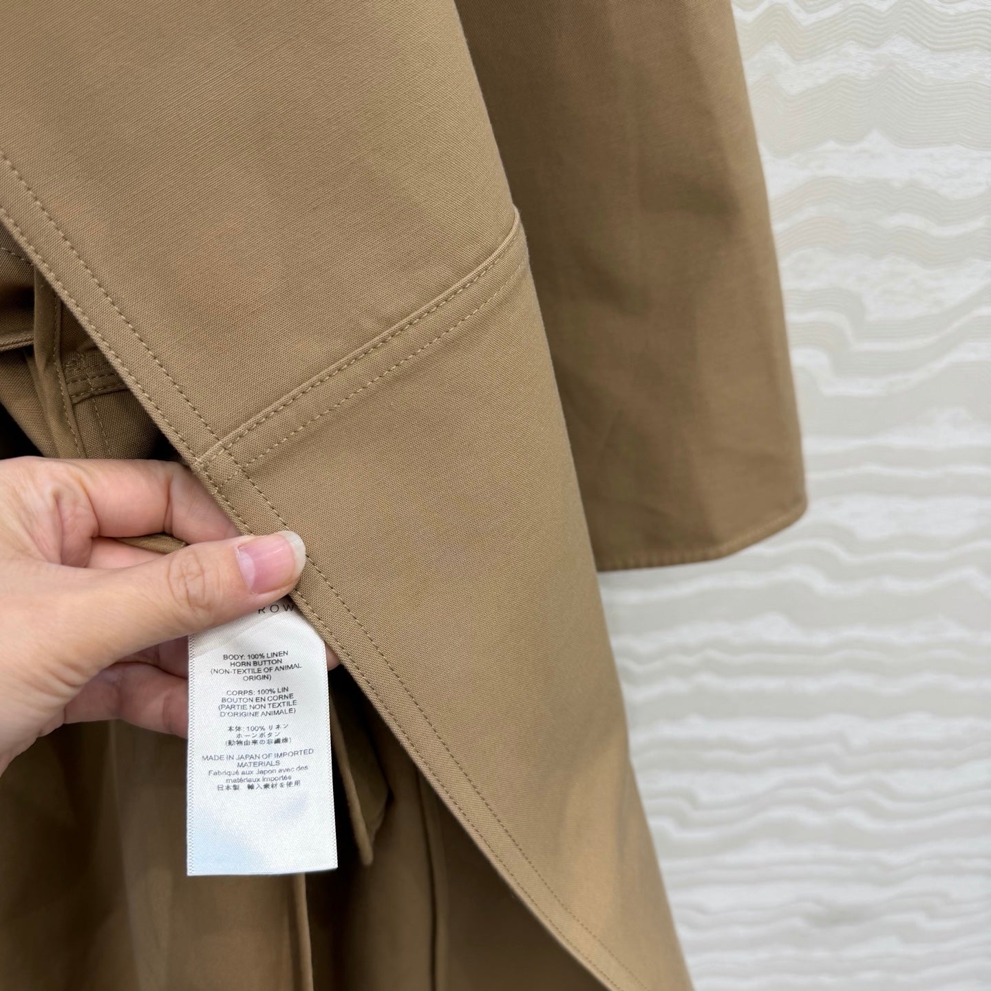 The Row SS26 Aurore Oversized Trench Coat Tan Linen 351098