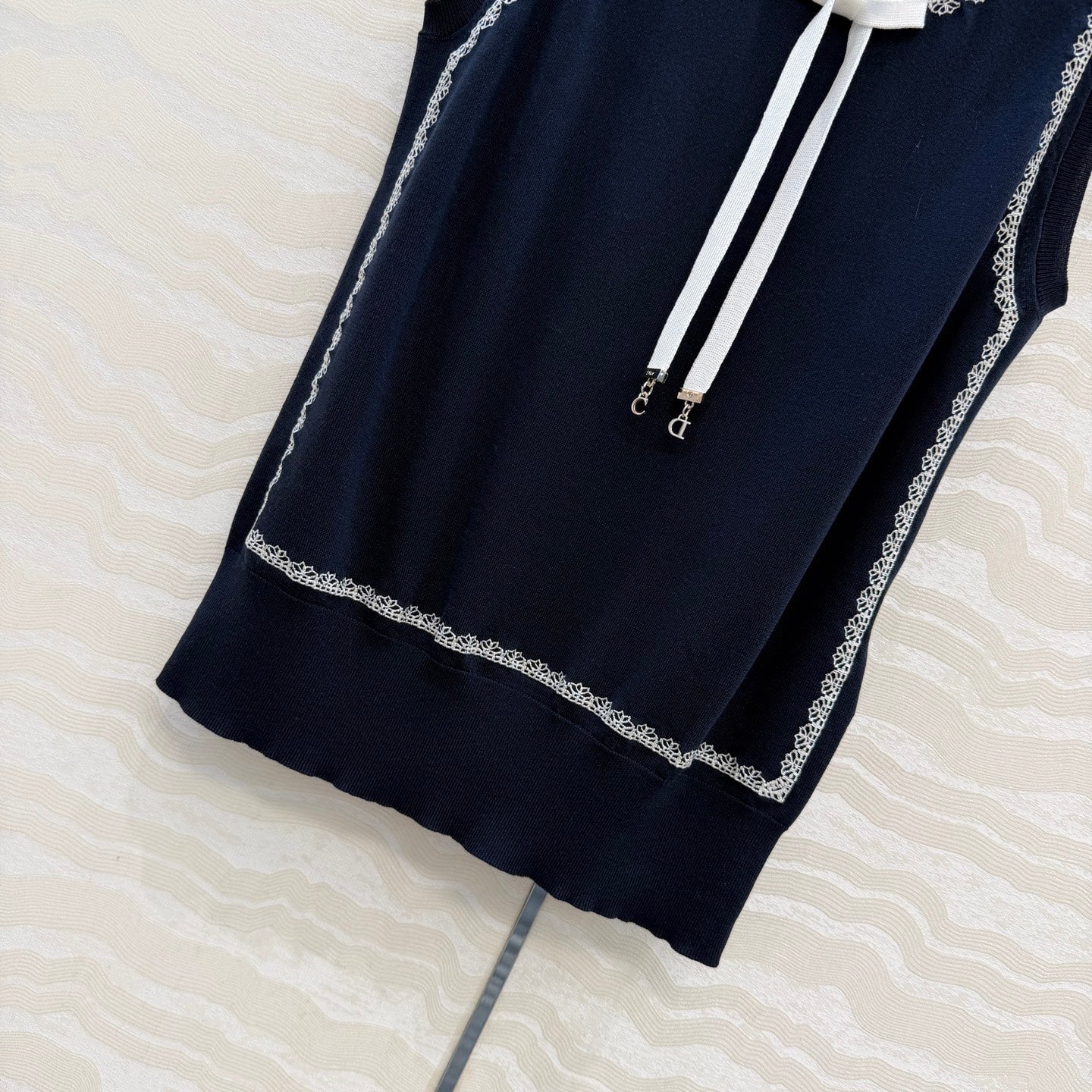 CD Sweater Vest Navy Blue Silk Knit 373482