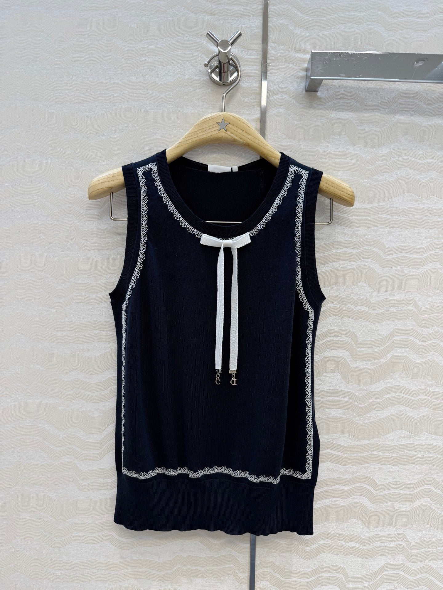 CD Sweater Vest Navy Blue Silk Knit 373482