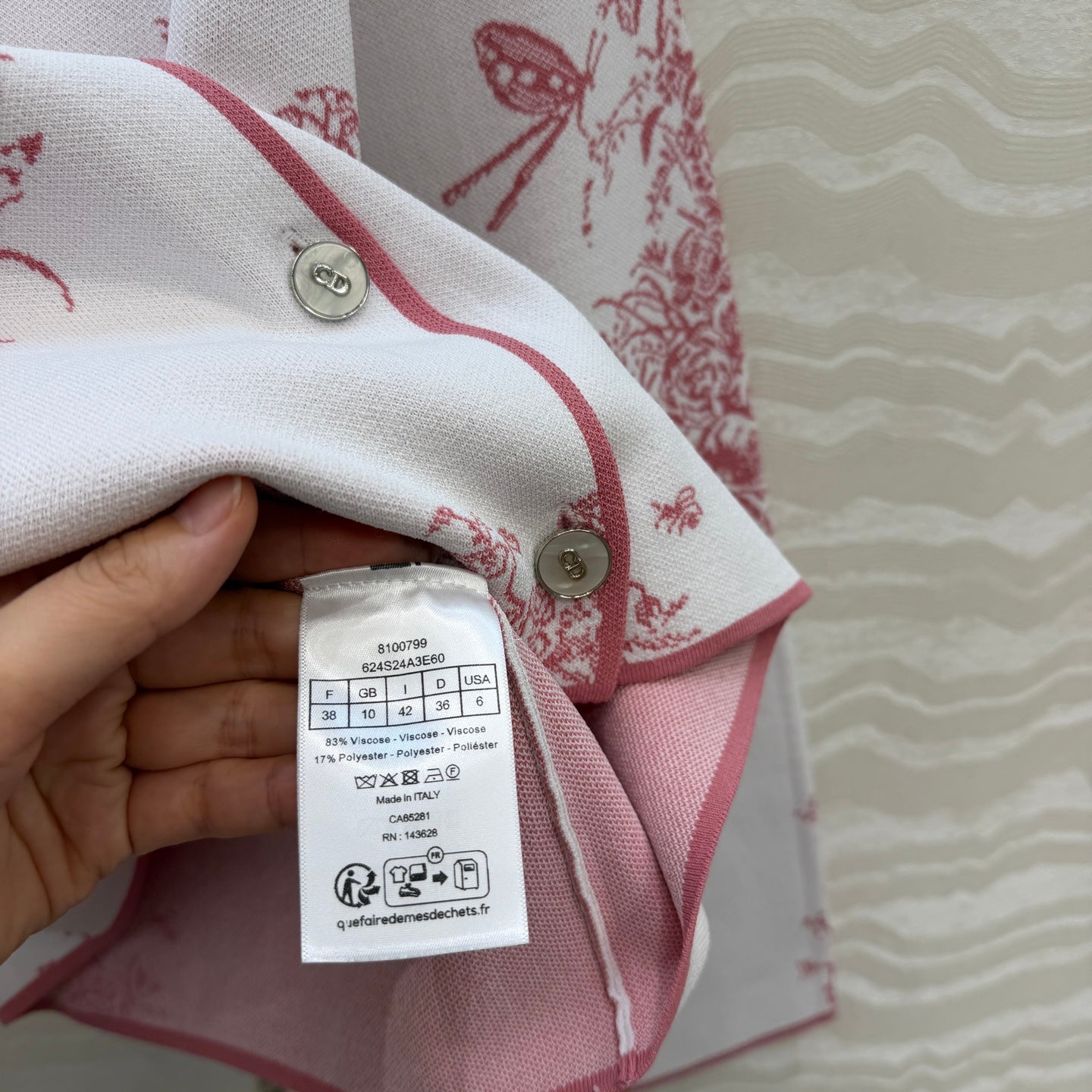 CD 26s Dioriviera Jacket White Pink Technical Knit 405969