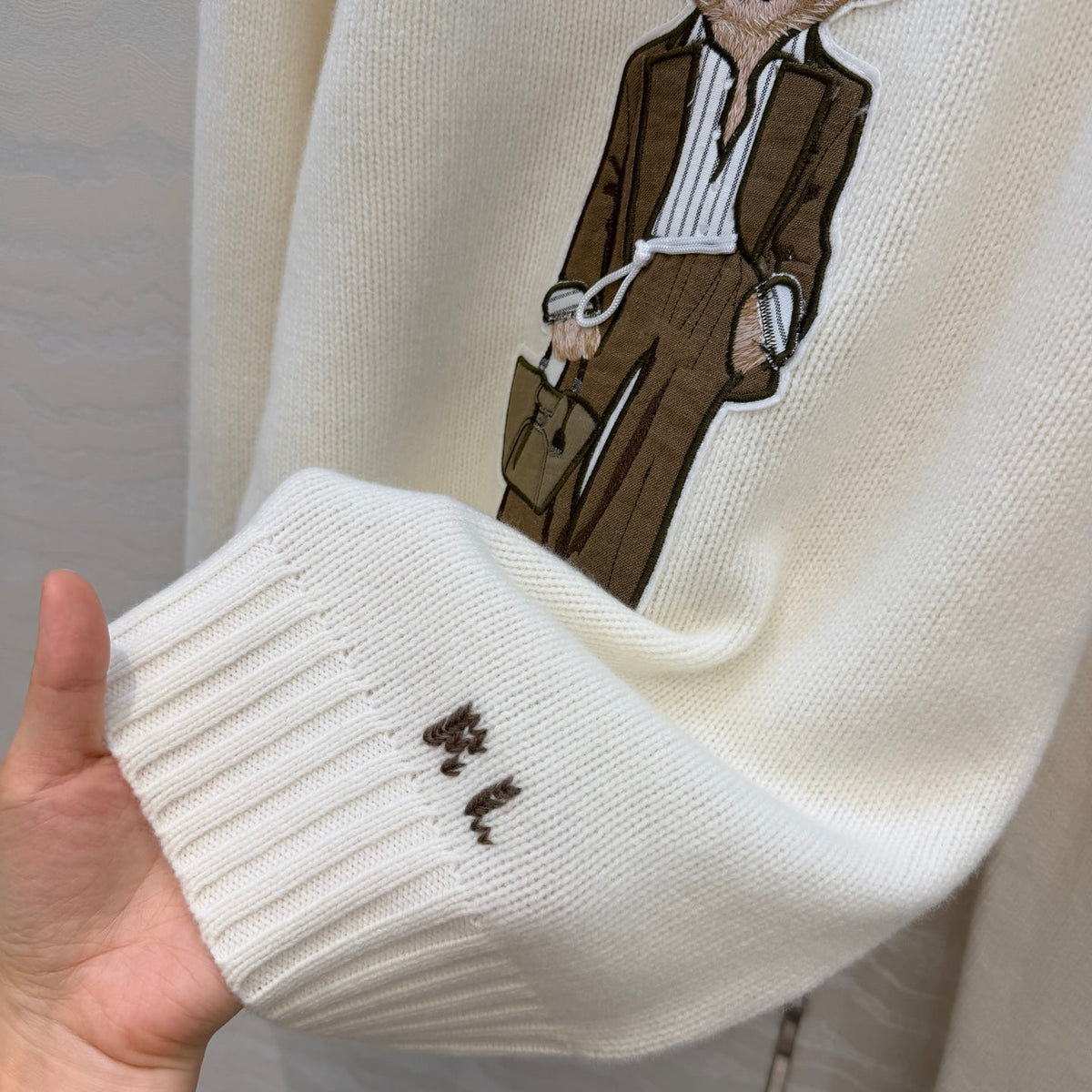 Ralph Lauren 26S Polo Bear Knit Sweater Cream White 441003