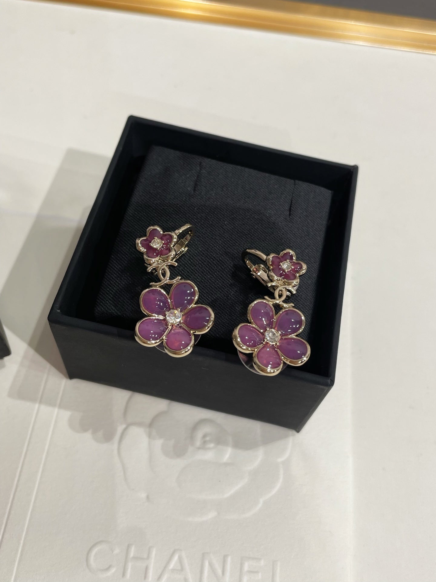 CC 26FW Pink Flower Gold Earrings 020