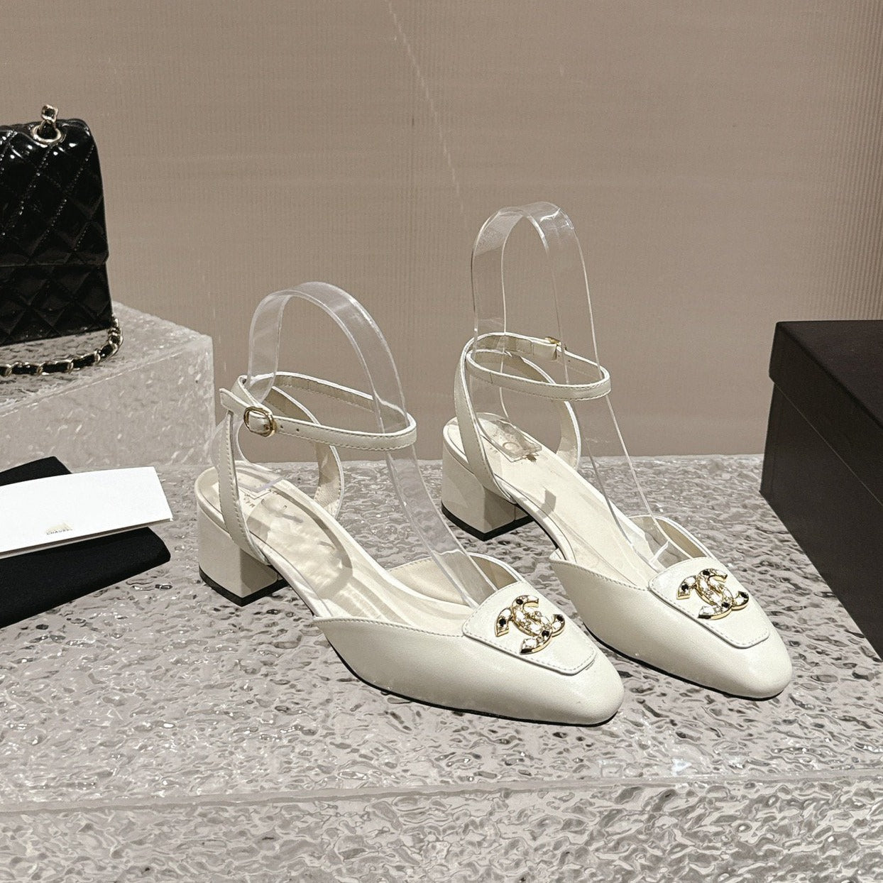 slingbacks 60 white lambskin cc logo