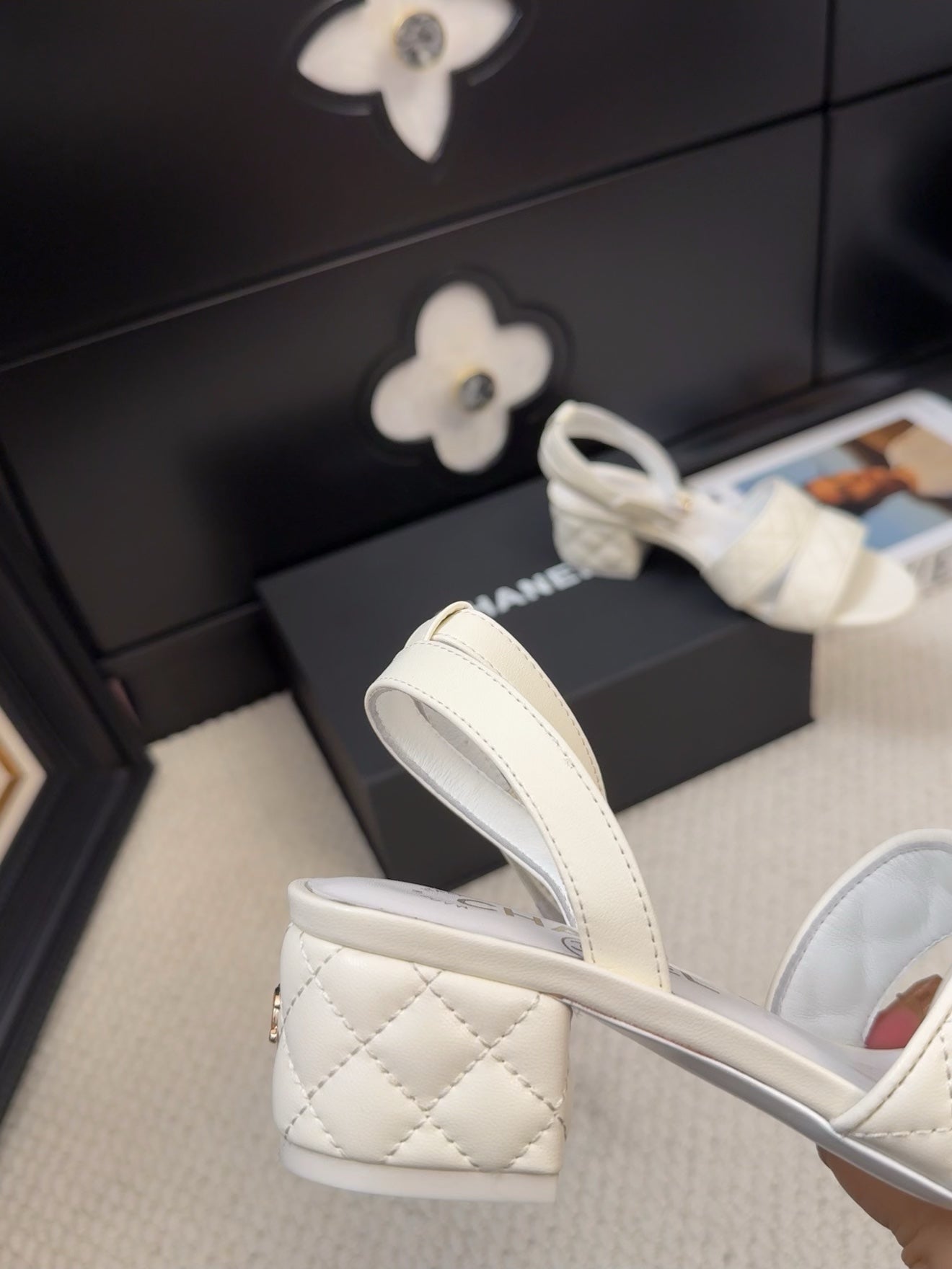 25C Sandal 45mm Open Heel White Lambskin 233492