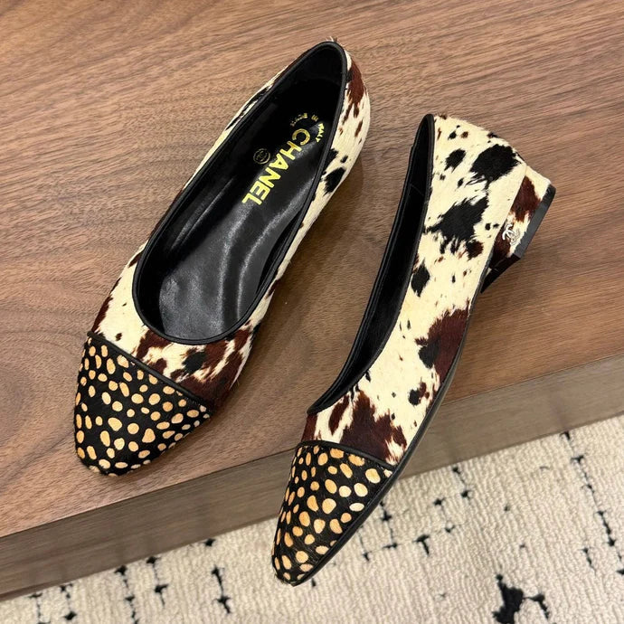 Chanel 2026 Ballet Flat Black White Brown Horsehair Calfskin 686503