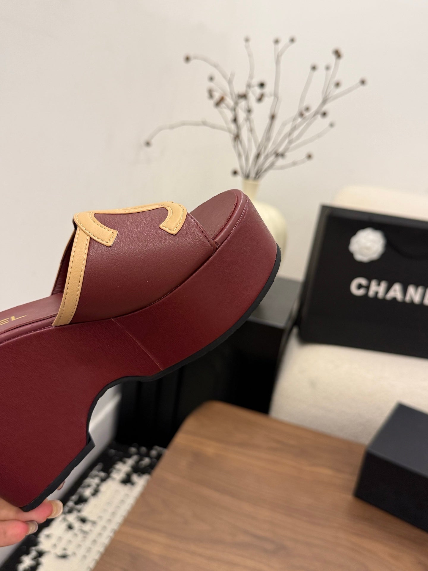 CC 26s Wedge Sandals 95 Mm In Dark Red Calfskin