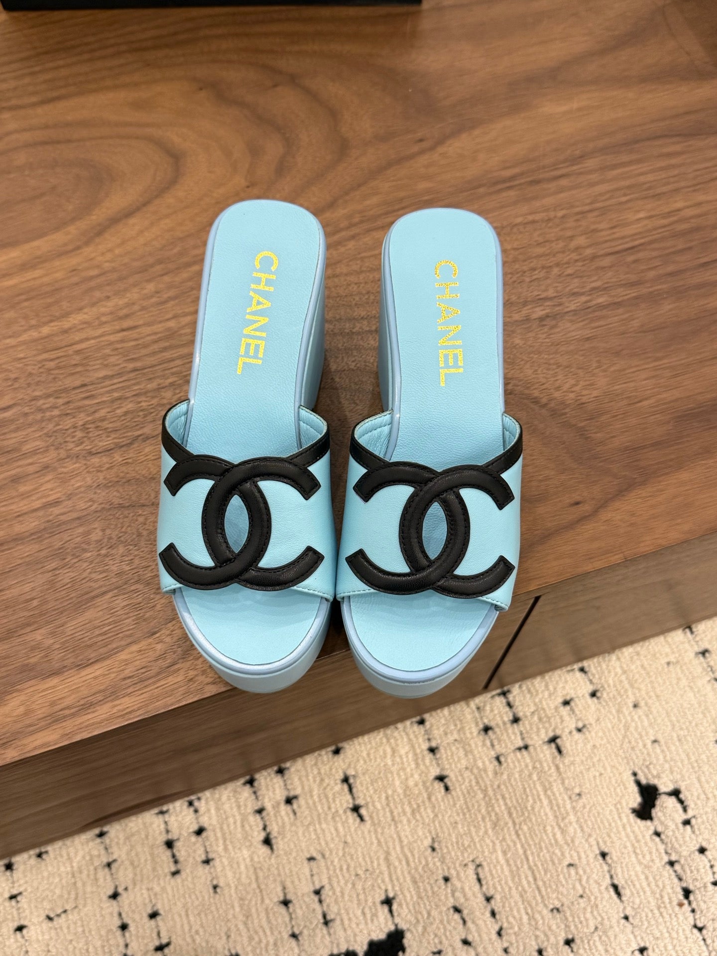 CC 26s Wedge Sandals 95 Mm In Pastel Blue Calfskin