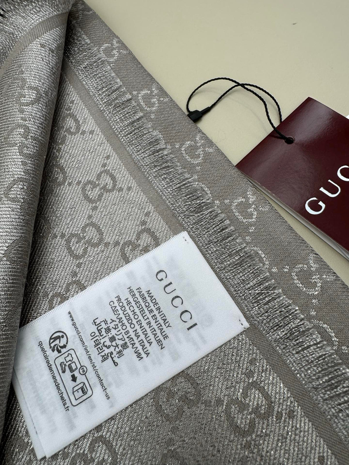 GG Wool Silk Blend Shawl Grey 536808