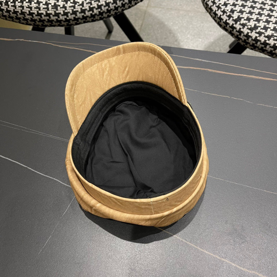 BAKER BOY CAP IN PEANUT BROWN CALFSKIN 420948