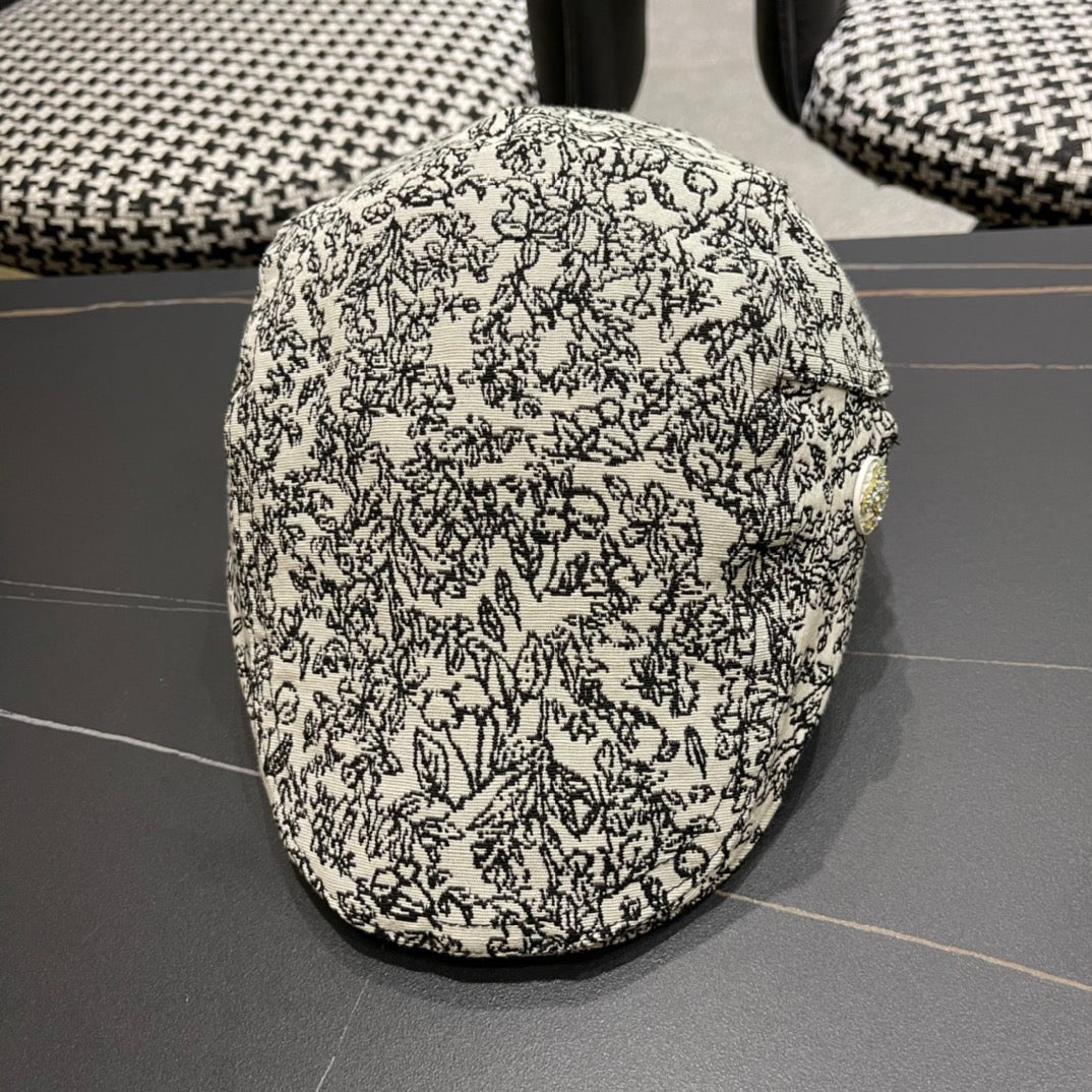 BAKER BOY CAP IN WHITE MIX BLACK FABRIC 431518