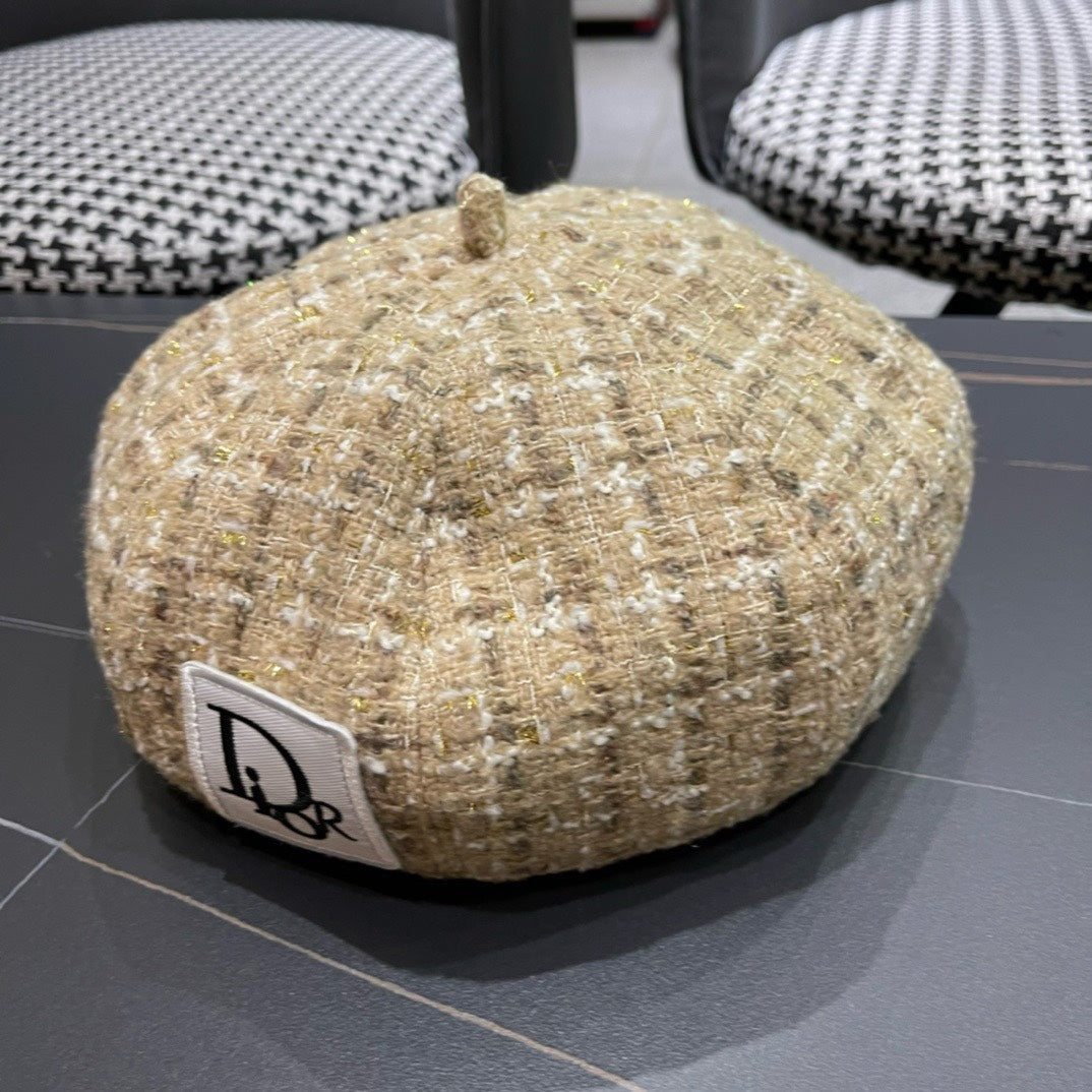 BERET HAT IN PEACH BEIGE TWEED 434679