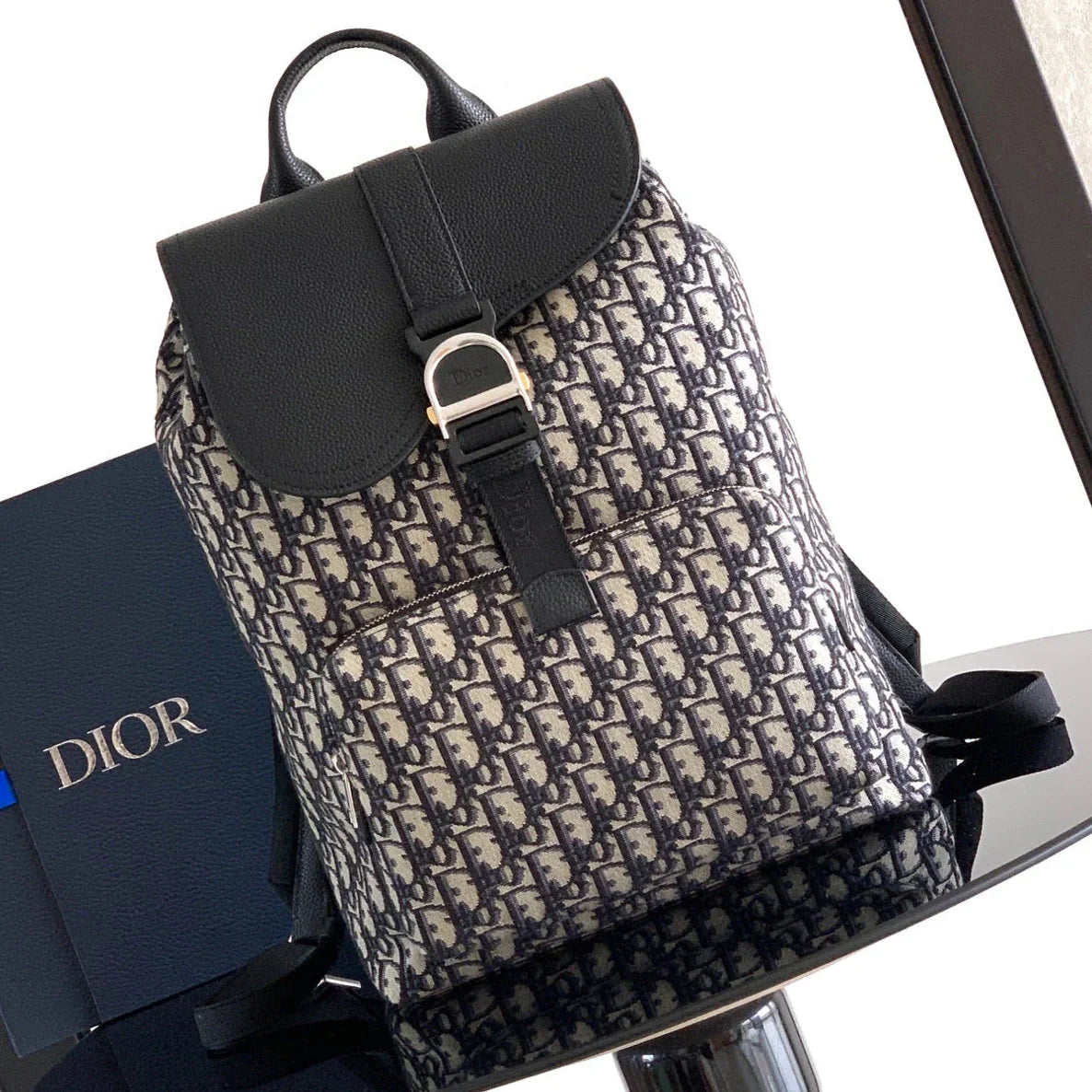 Dior 2026 Saddle Heritage Backpack With Flap 42cm Fabric Leather 355424