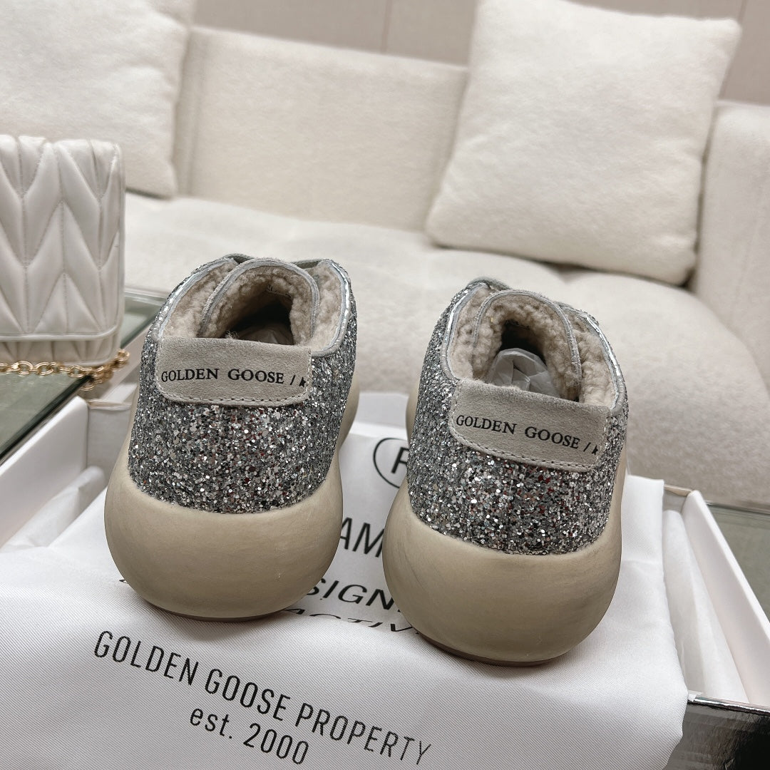 SPACE-STAR CUBE SNEAKERS IN SILVER GLITTER WITH GREY STAR