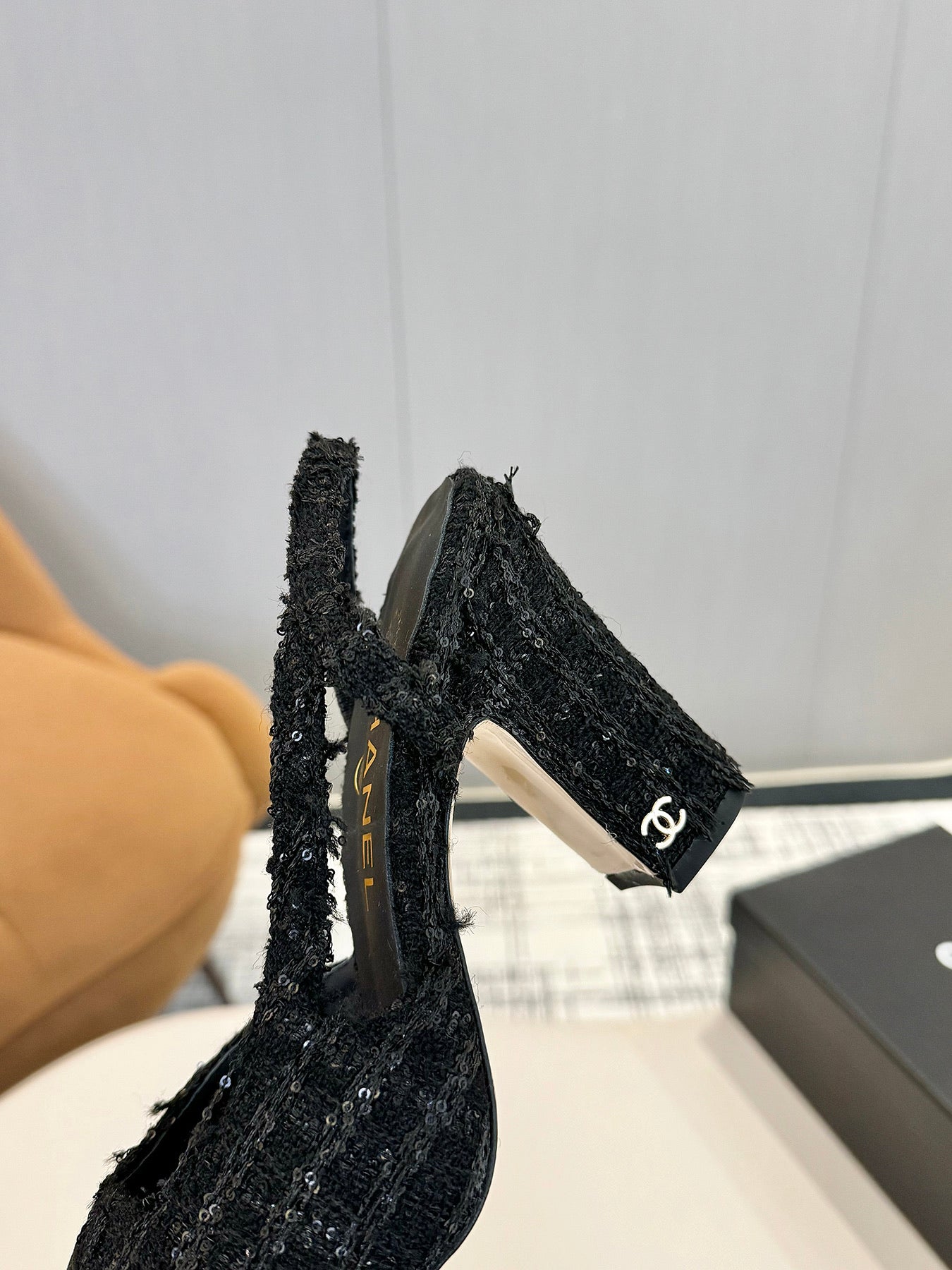 cc 25c slingback 90 black tweed black grosgrain 233621