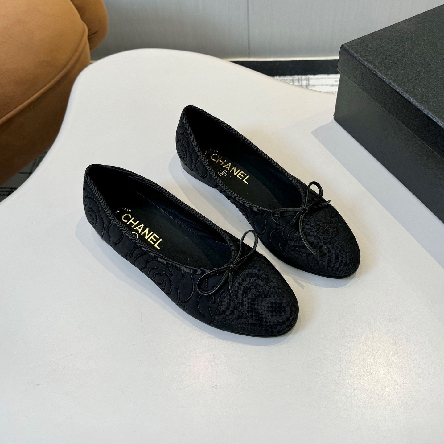 CC 25ss Métiers d’art Ballet Flats 10mm  Black Fabric Grosgrain 417041