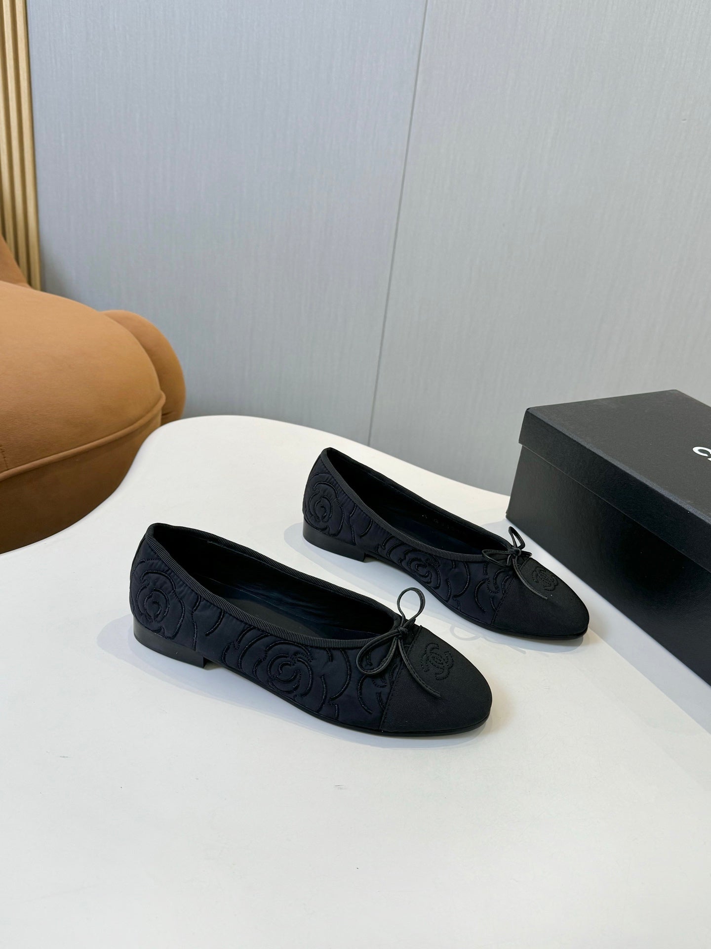 CC 25ss Métiers d’art Ballet Flats 10mm  Black Fabric Grosgrain 417041