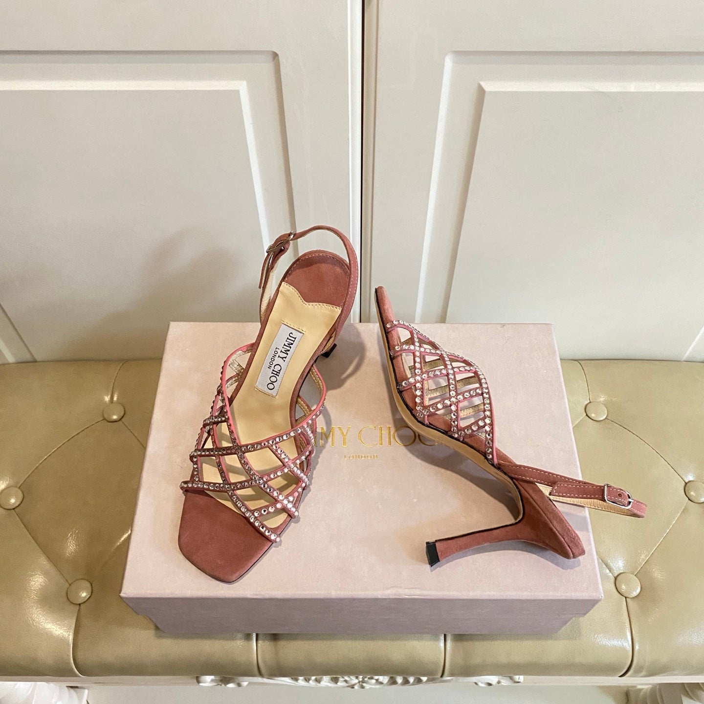 Jimmy Choo Saila Sandals 9cm Rust Sheepskin Suede 688235