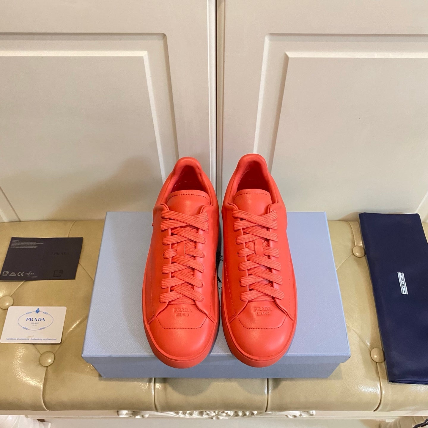 Prada 26s Court Sneakers Full Red Leather 866070