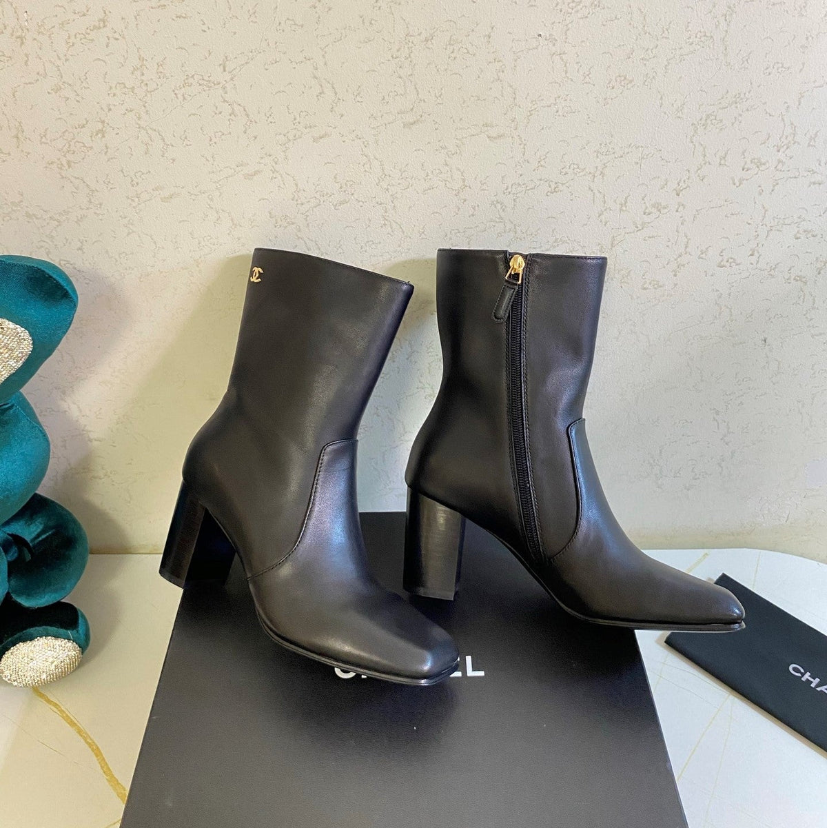 CC 26s High Boots 7.5cm Ankle Boots Black Calfskin 126165