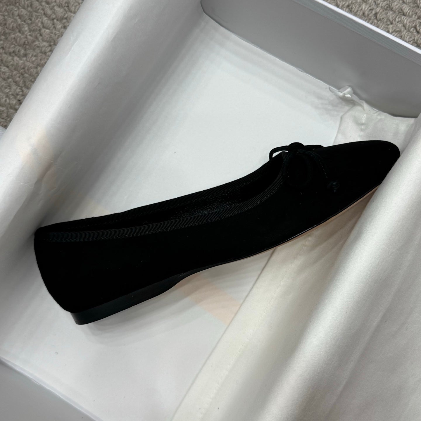 The Row Ballet Flats Bow Black Suede 290734