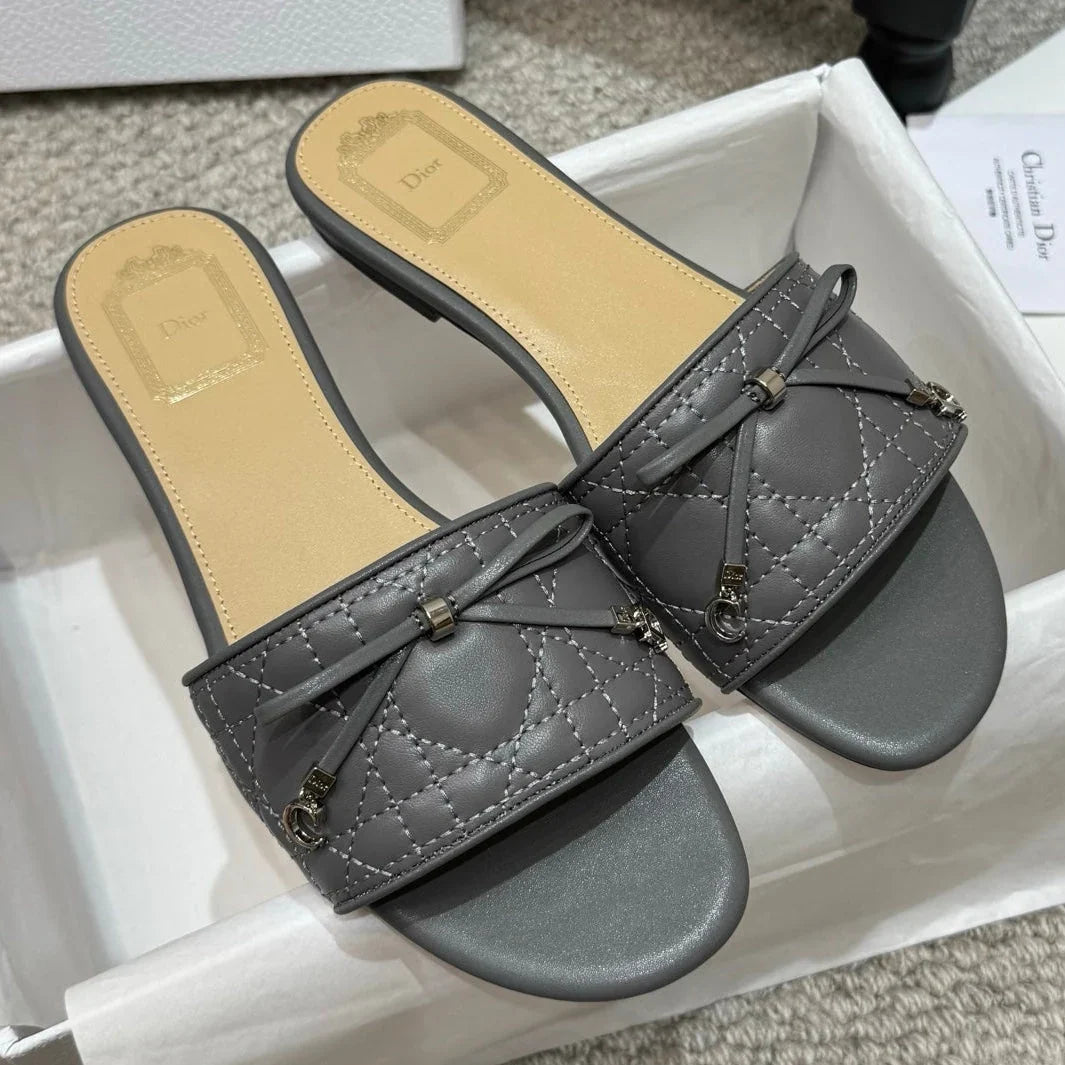 Dior 2026 Cannage Heeled Slide Sandal 1.5cm Sheepskin 932161