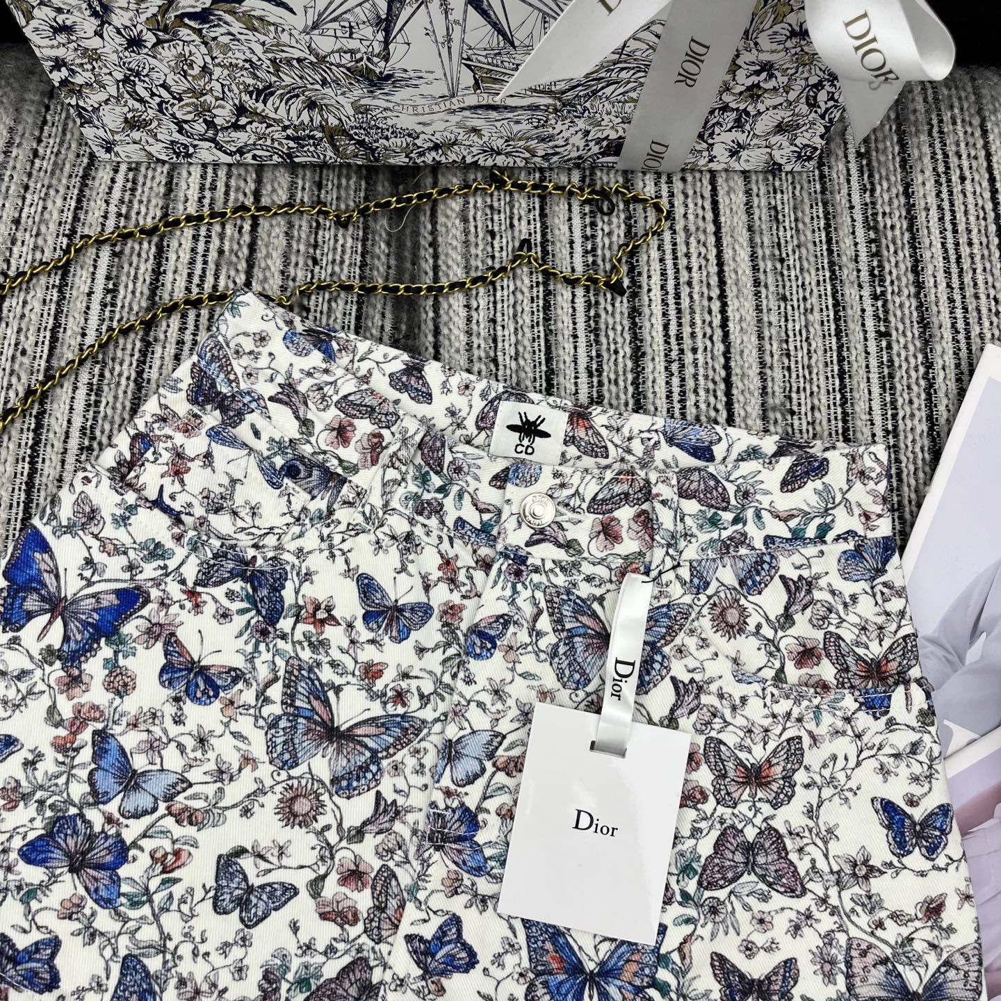 Dior 25C Short Motif Toile De Jouy Papillon Multicolore 228433