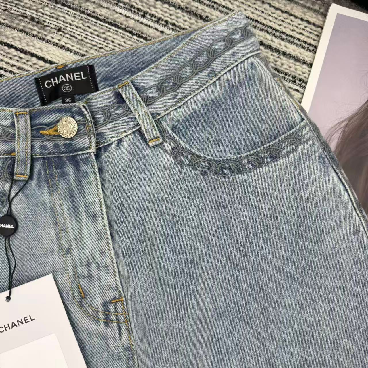 CC Ready-to-Wear Wide-leg Light Blue Denim Jeans 349031