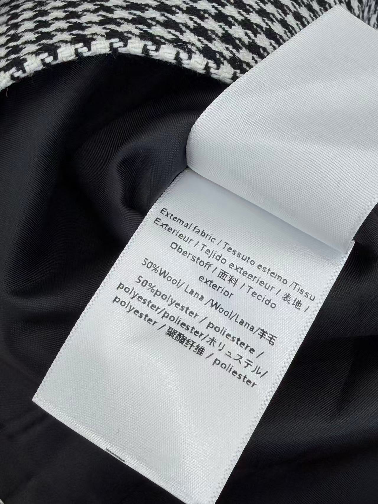 CD Straight-Cut Short Dress Black White Wool Blend