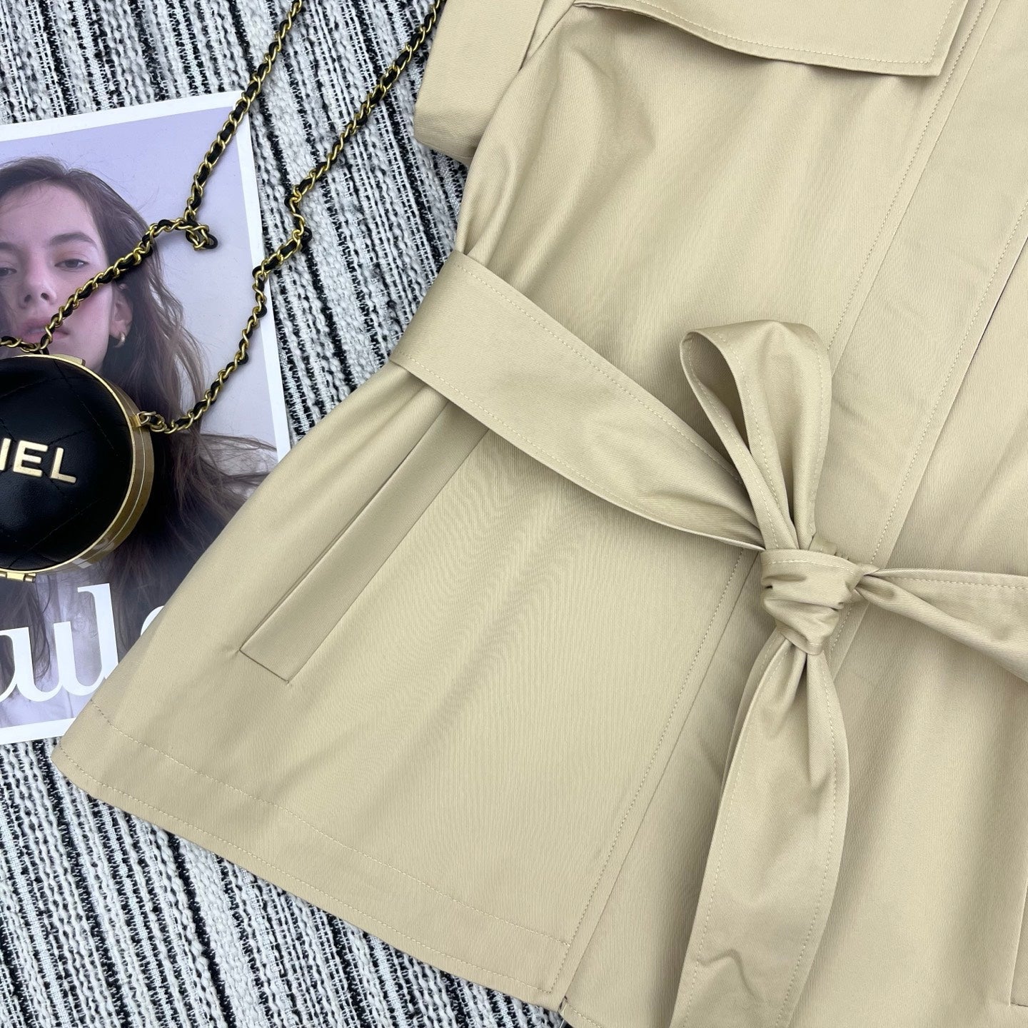 Loewe Sleeveless Stand-Collar Trench Coat Khahi Cotton