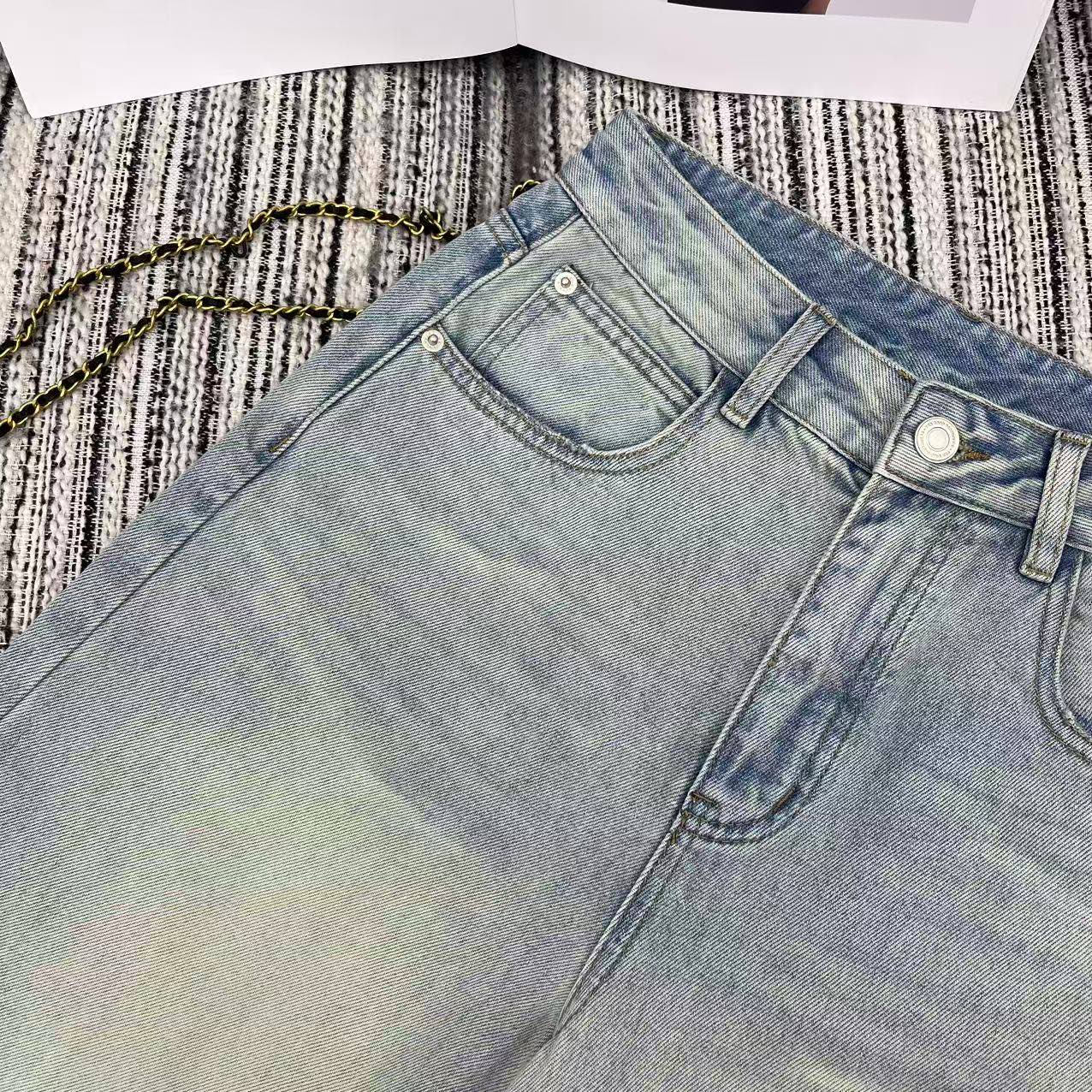 MM6 Capri Pants Light Wash Baggy Denim 387957