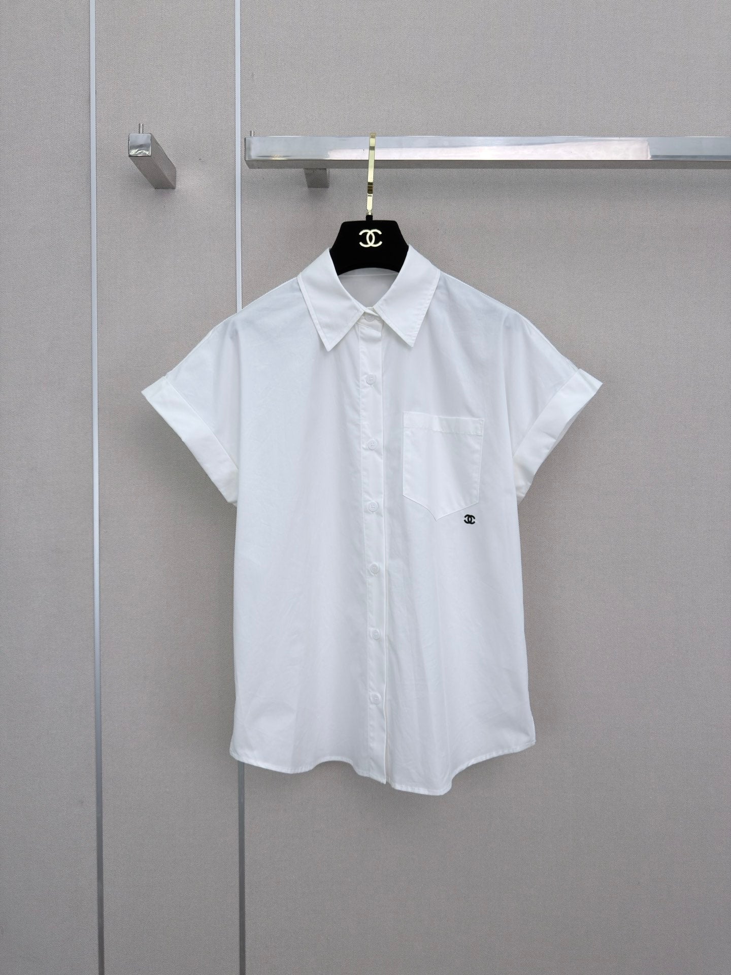 CC Collared Short-Sleeved Shirt White Cotton 379640