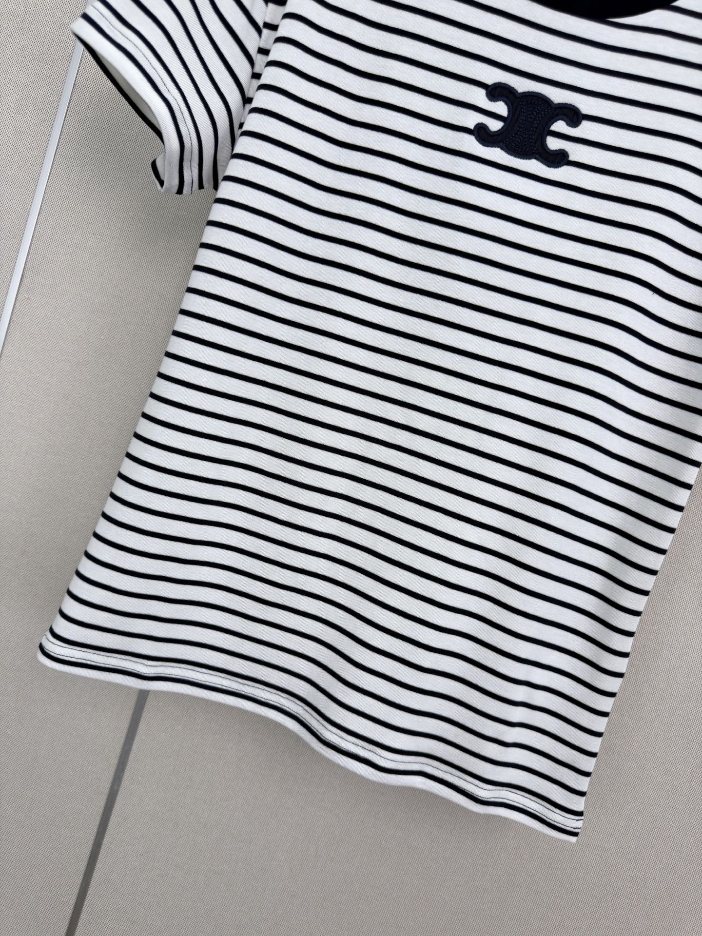 Celine T-Shirt In White And Black Stripes Polyester Fiber