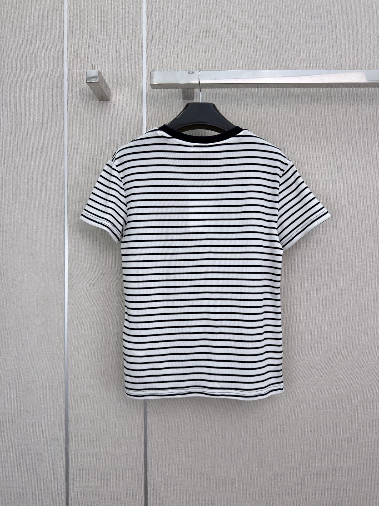 Celine T-Shirt In White And Black Stripes Polyester Fiber