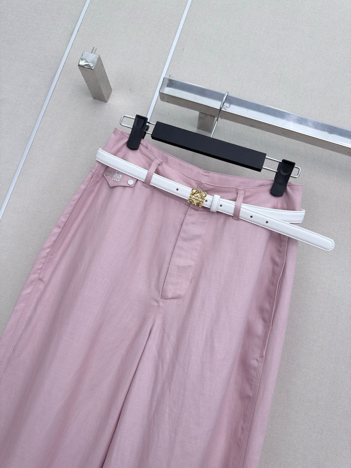 Loewe Wide-Leg Trousers Light Pink Cotton 379630