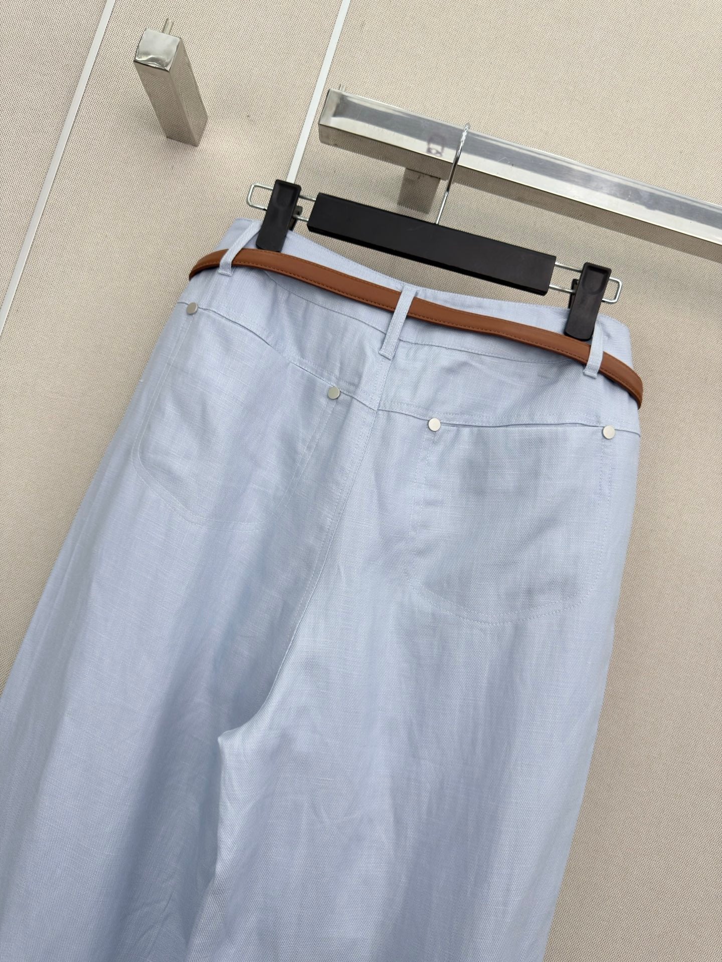 Loewe Wide-Leg Trousers Light Blue Cotton 379631