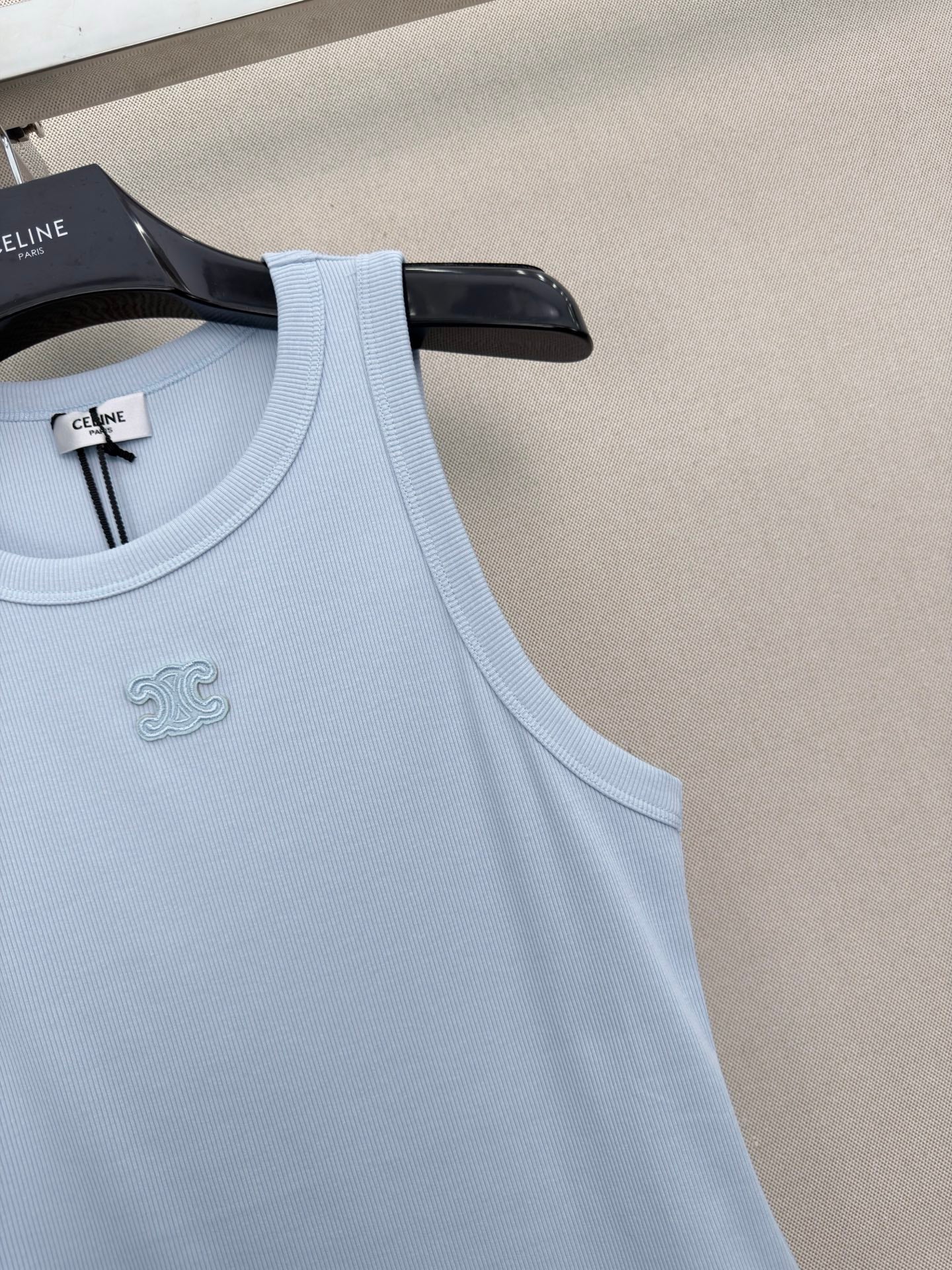 Celine Triomphe Vest Top Light Blue Cotton 379648