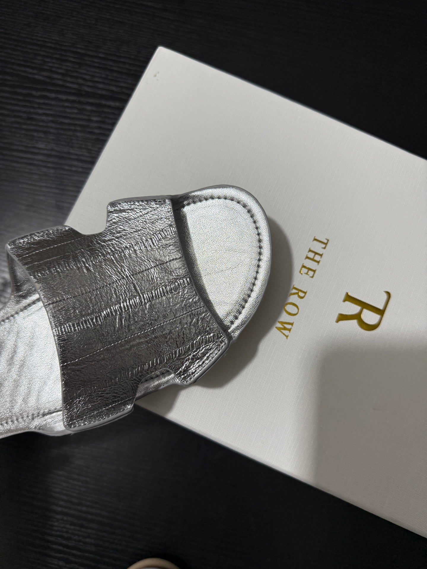 The Row Sandal Silver Metallic Cowhide 334157