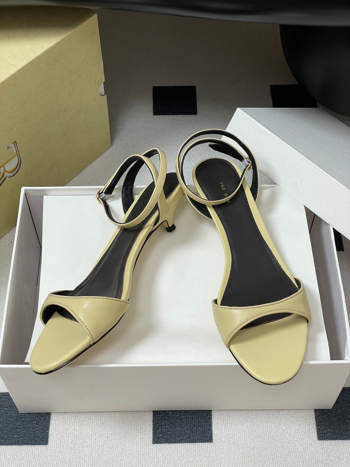 The Row 25S Strap High Heel Sandals 35mm Beige Sheepskin 286199