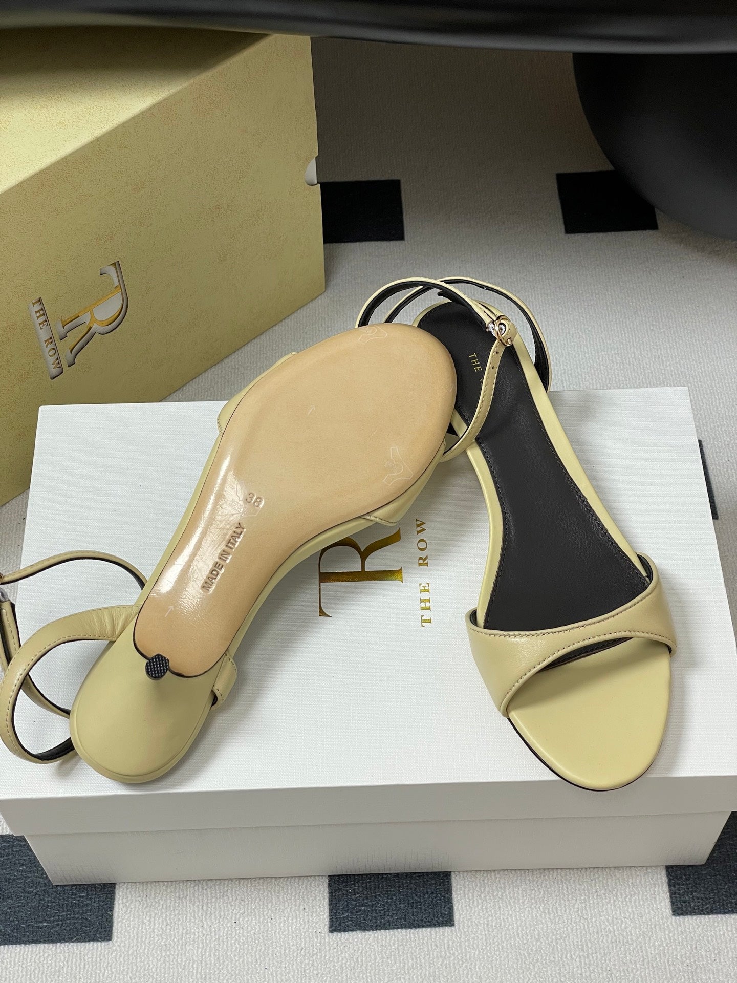 The Row 25S Strap High Heel Sandals 35mm Beige Sheepskin 286199