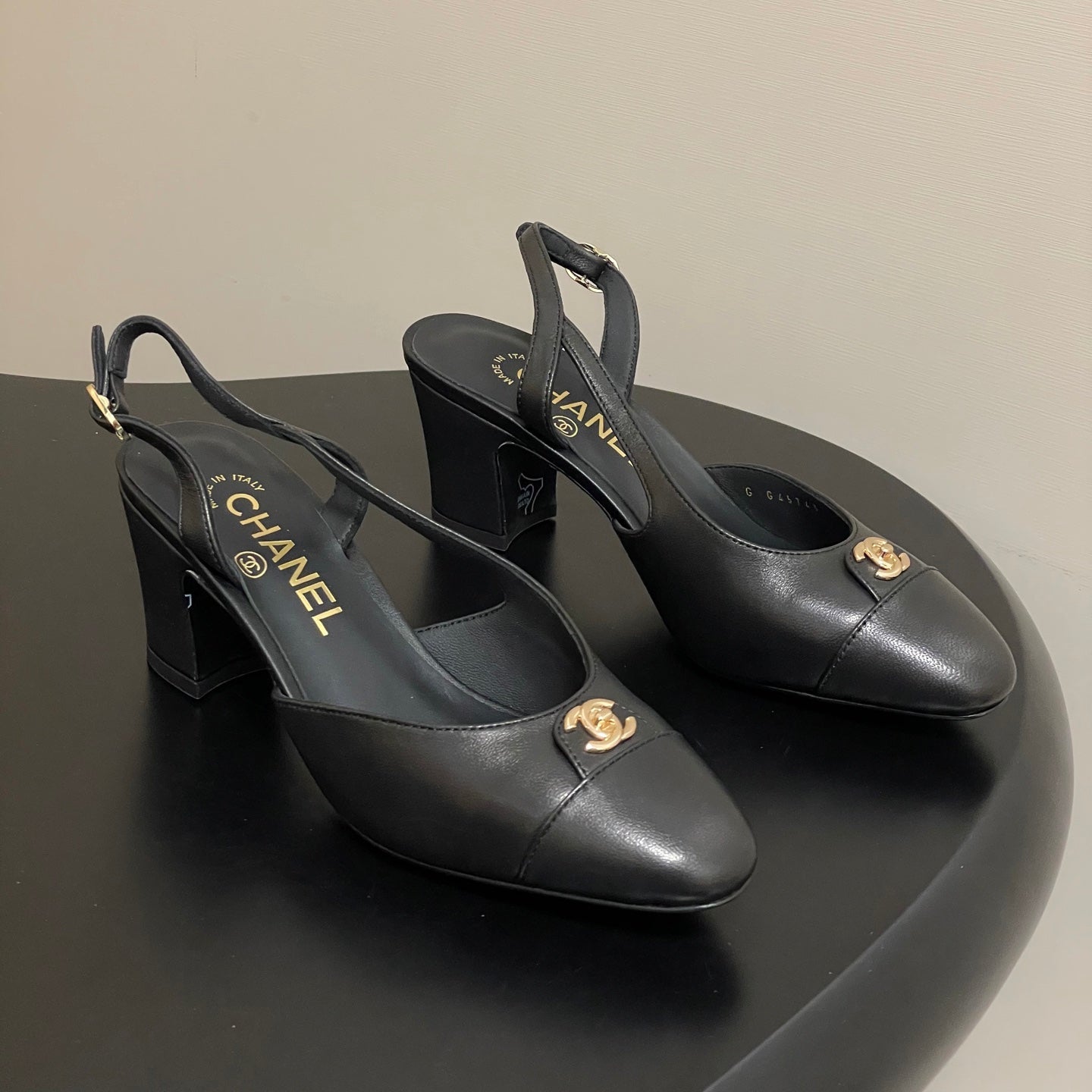 Chanel 25 Slingback 50mm Black Lambskin 473218