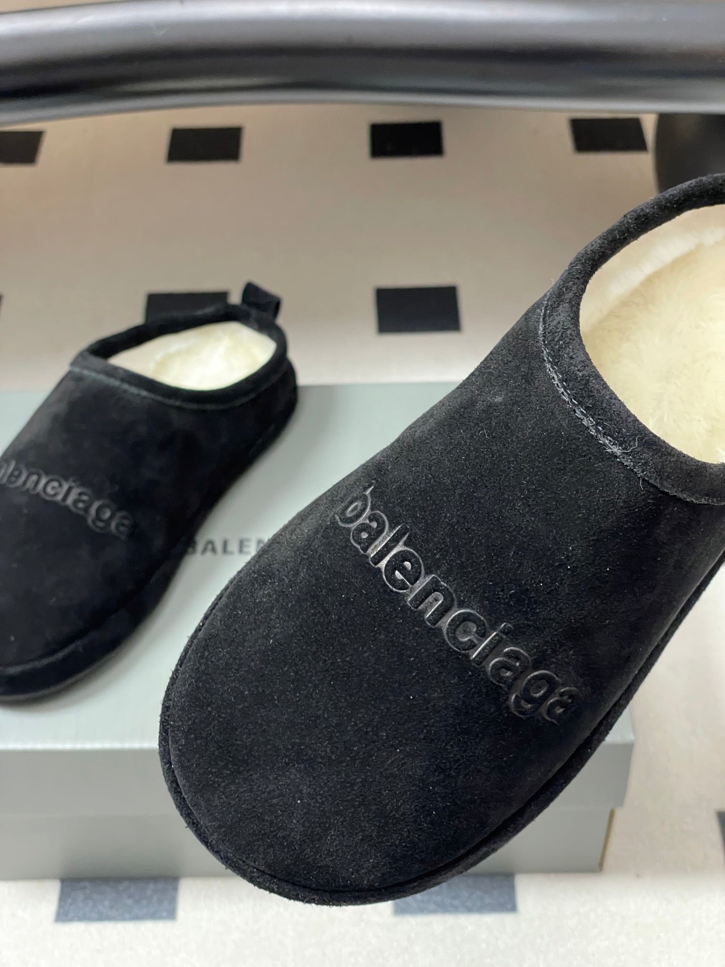 Balenciaga Mule Slip-On Black Suede Wool